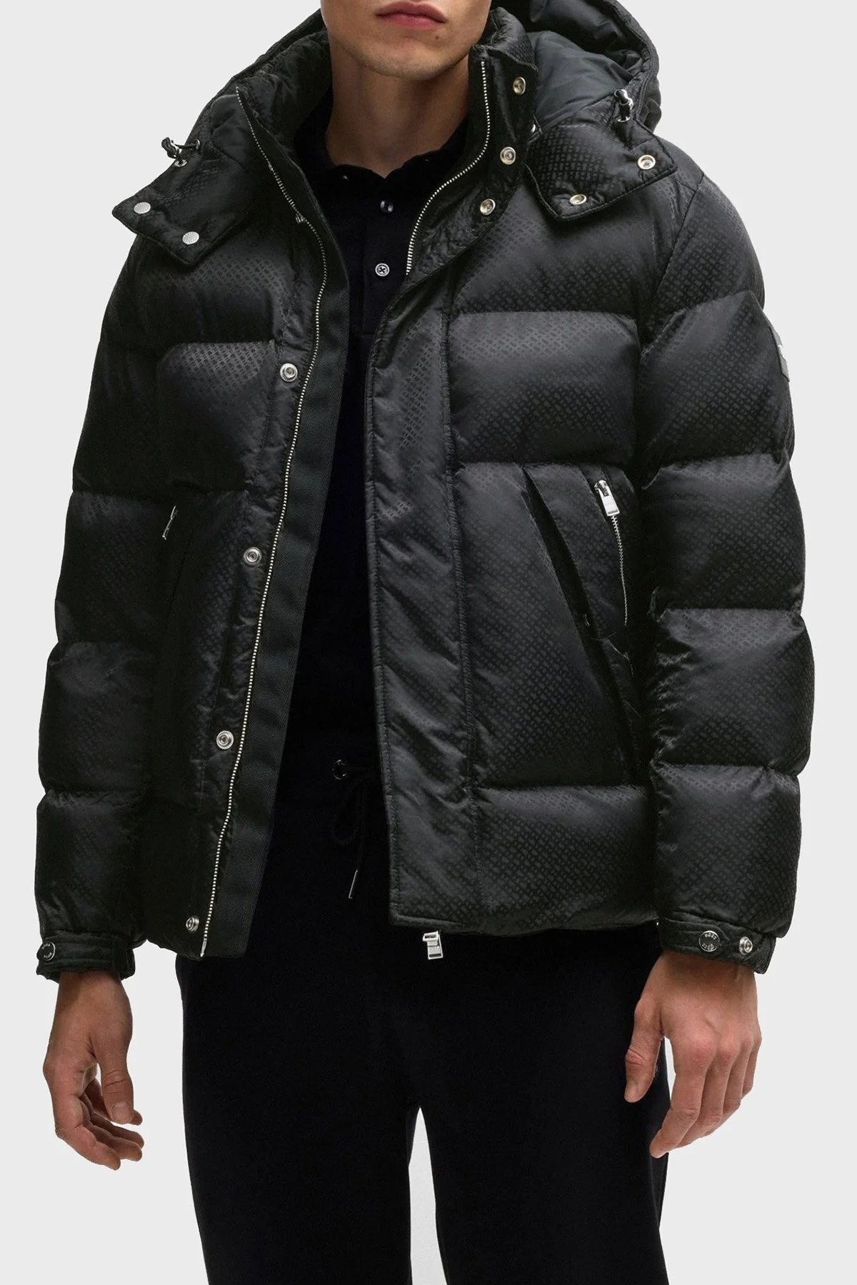 Boss Logolu Regular Fit Çıkarılabilir Kapüşonlu Şişme Erkek Mont 50525364 001 SİYAH - 1