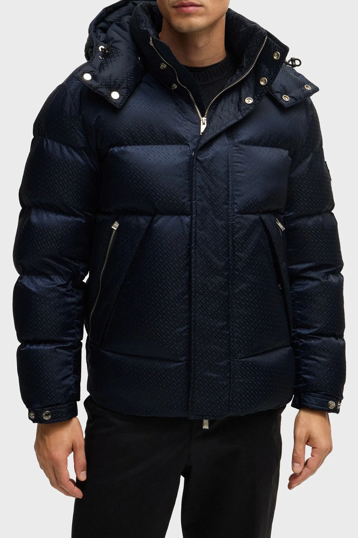 Boss Logolu Regular Fit Çıkarılabilir Kapüşonlu Şişme Erkek Mont 50525364 404 LACİVERT - 1