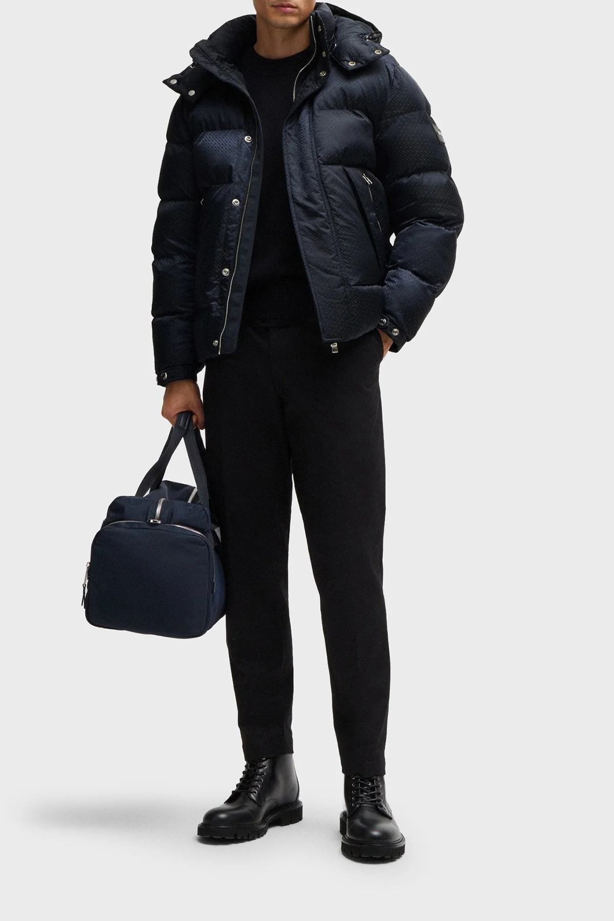 Boss Logolu Regular Fit Çıkarılabilir Kapüşonlu Şişme Erkek Mont 50525364 404 LACİVERT - 3