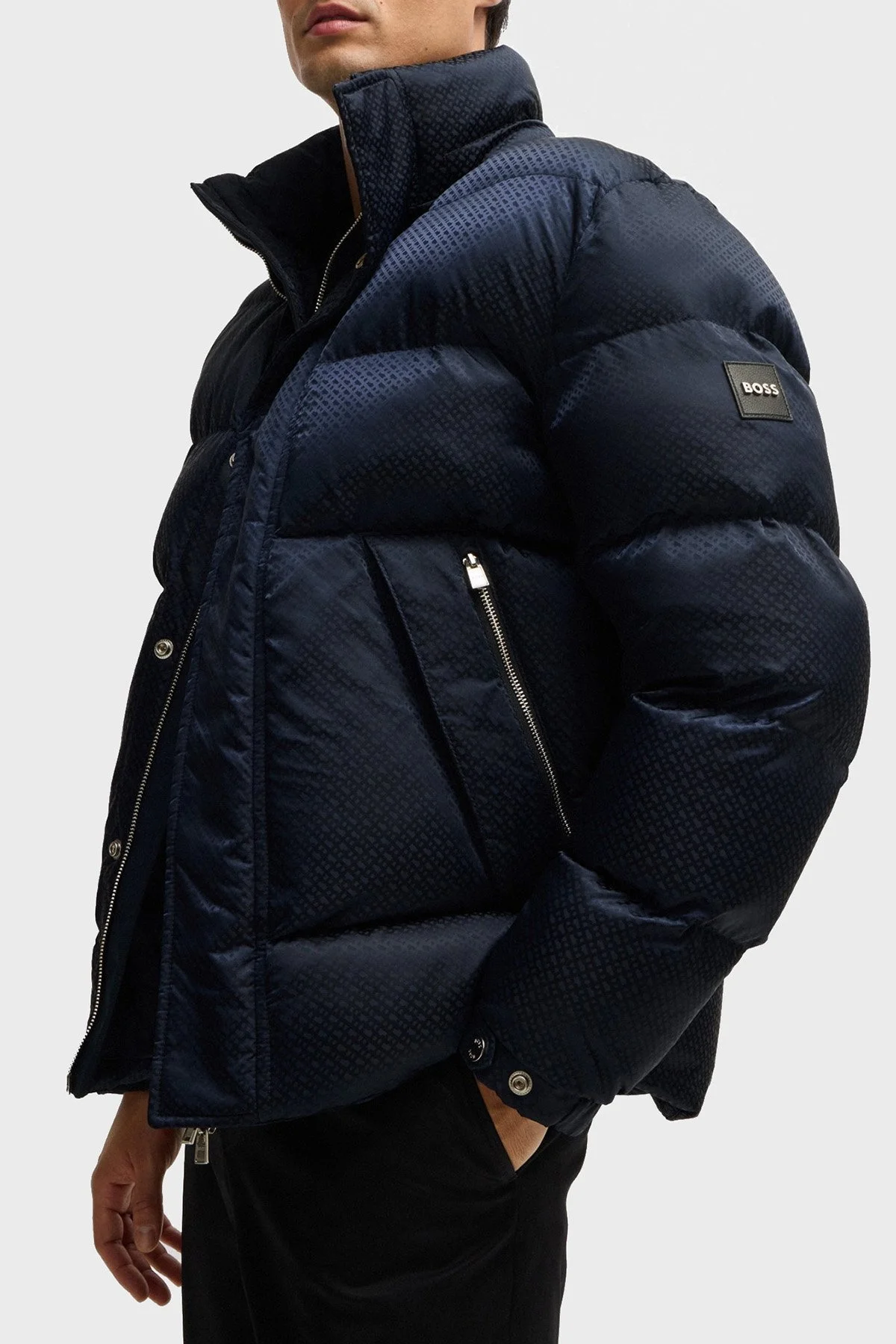 Boss Logolu Regular Fit Çıkarılabilir Kapüşonlu Şişme Erkek Mont 50525364 404 LACİVERT - 4
