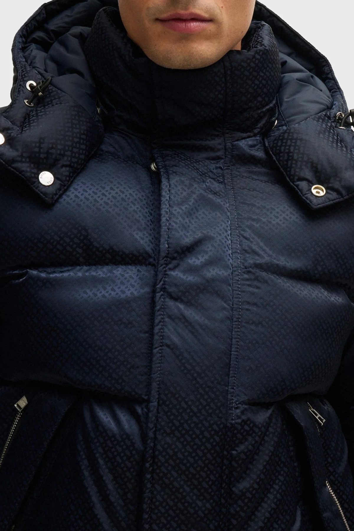 Boss Logolu Regular Fit Çıkarılabilir Kapüşonlu Şişme Erkek Mont 50525364 404 LACİVERT - 5