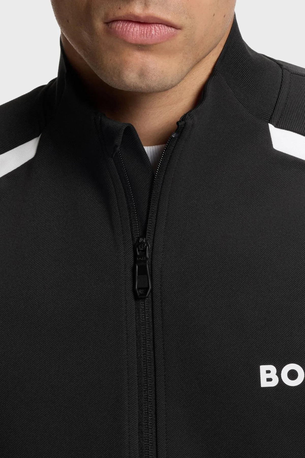 Boss Logolu Regular Fit Dik Yaka Fermuarlı Erkek Sweat 50554402 001 SİYAH-BEYAZ - 4
