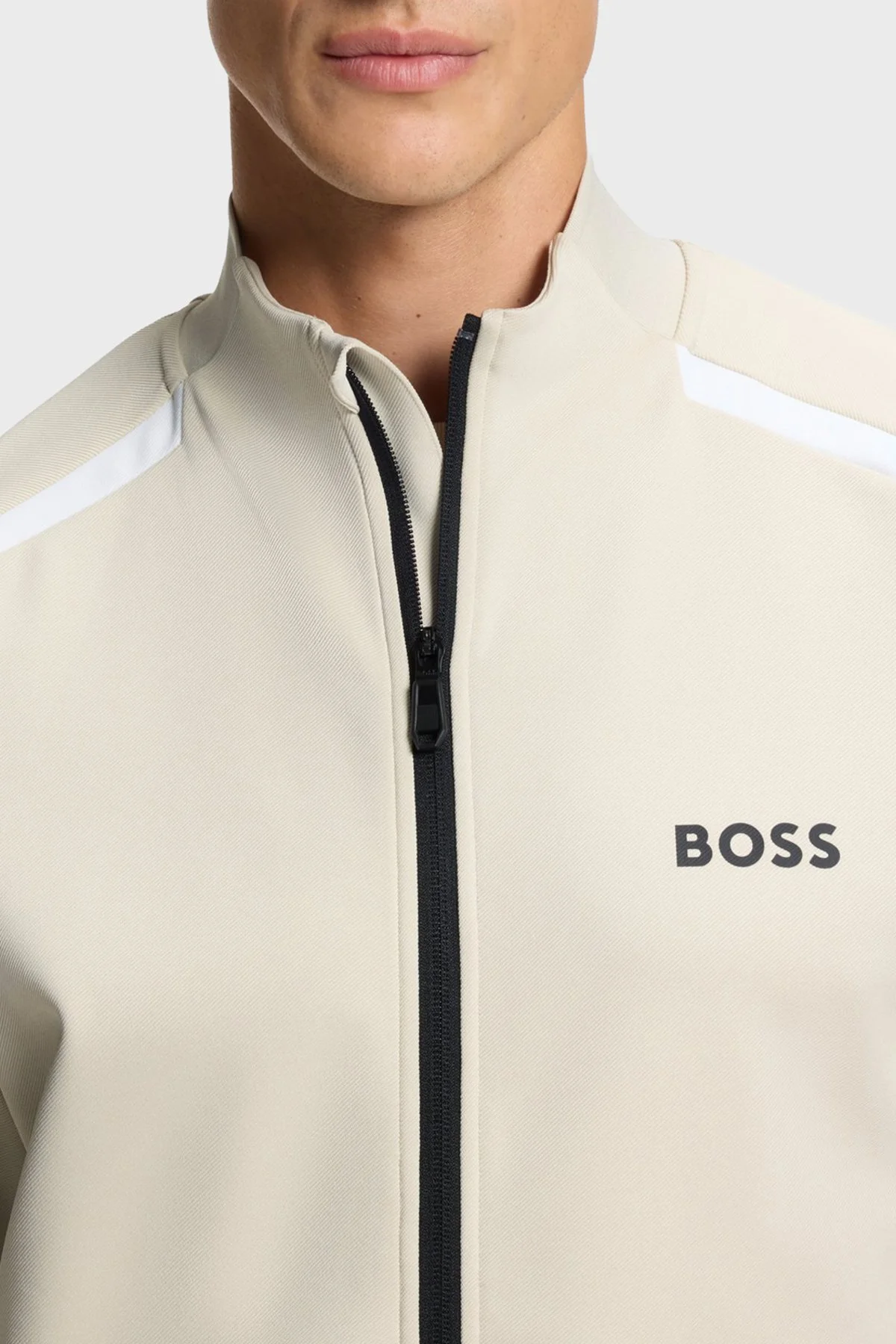 Boss Logolu Regular Fit Dik Yaka Fermuarlı Sweat Erkek Sweatshirt 50554402 272 BEJ - 4