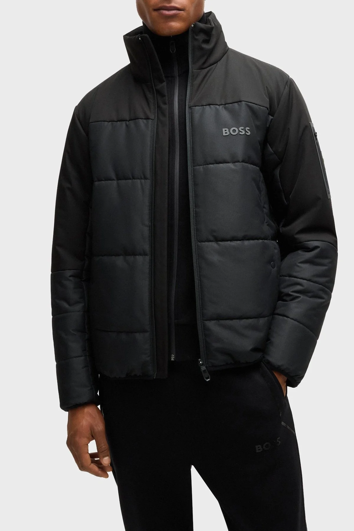 Boss Logolu Regular Fit Dik Yaka Şişme Erkek Mont 50522668 001 SİYAH - 7