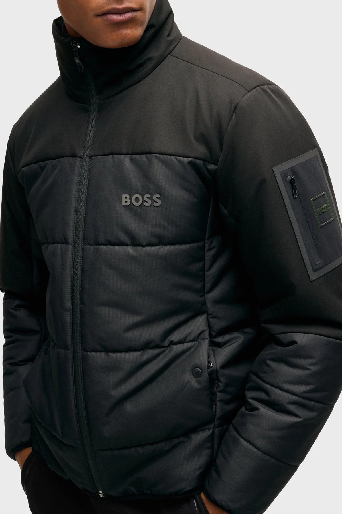 Boss Logolu Regular Fit Dik Yaka Şişme Erkek Mont 50522668 001 SİYAH - 10