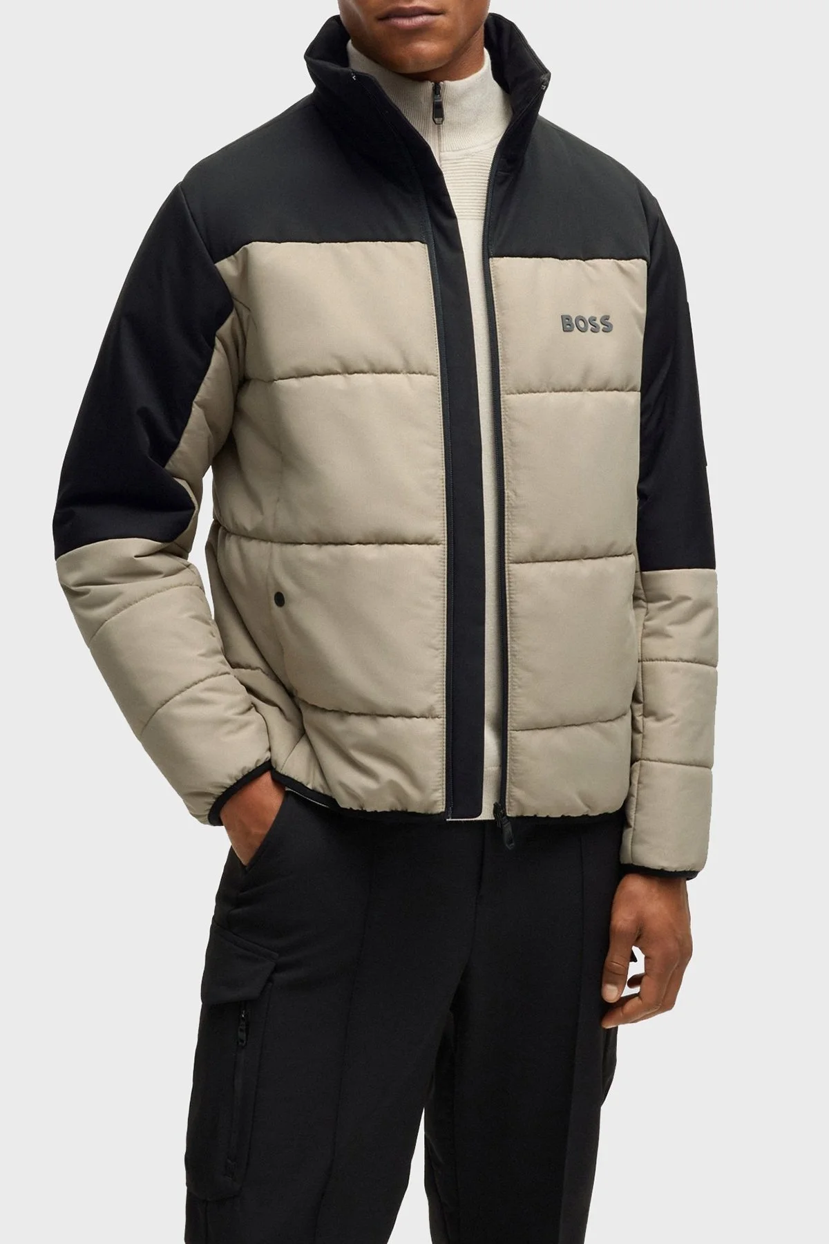 Boss Logolu Regular Fit Dik Yaka Şişme Erkek Mont 50522668 334 HAKİ - 1