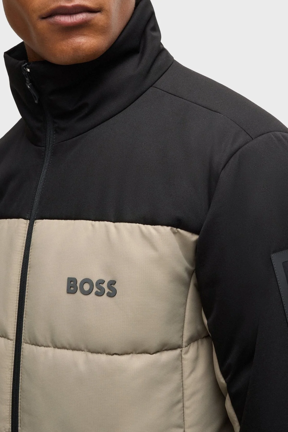 Boss Logolu Regular Fit Dik Yaka Şişme Erkek Mont 50522668 334 HAKİ - 5