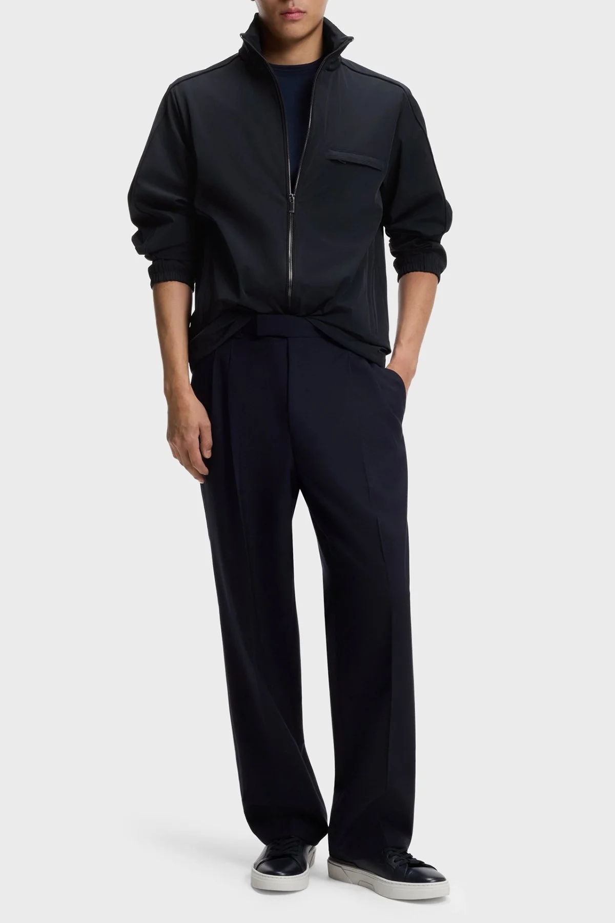 Boss Logolu Regular Fit Dik Yaka Su İtici Erkek Mont 50554286 404 LACİVERT - 2