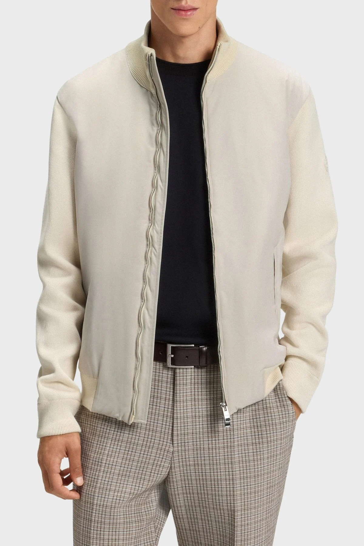 Boss Logolu Regular Fit Dik Yaka Yumuşak Dokulu Erkek Ceket 50543135 131 EKRU - 1