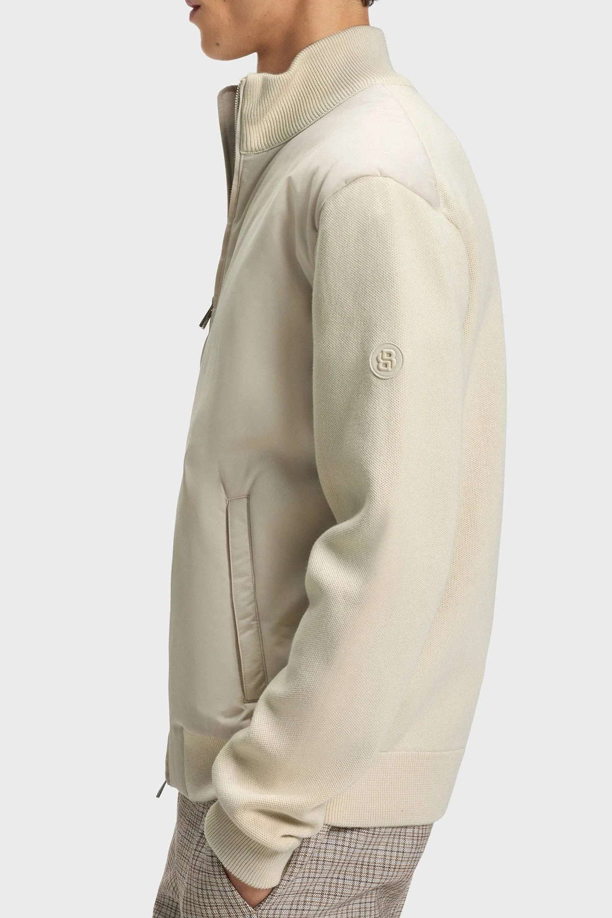 Boss Logolu Regular Fit Dik Yaka Yumuşak Dokulu Erkek Ceket 50543135 131 EKRU - 4