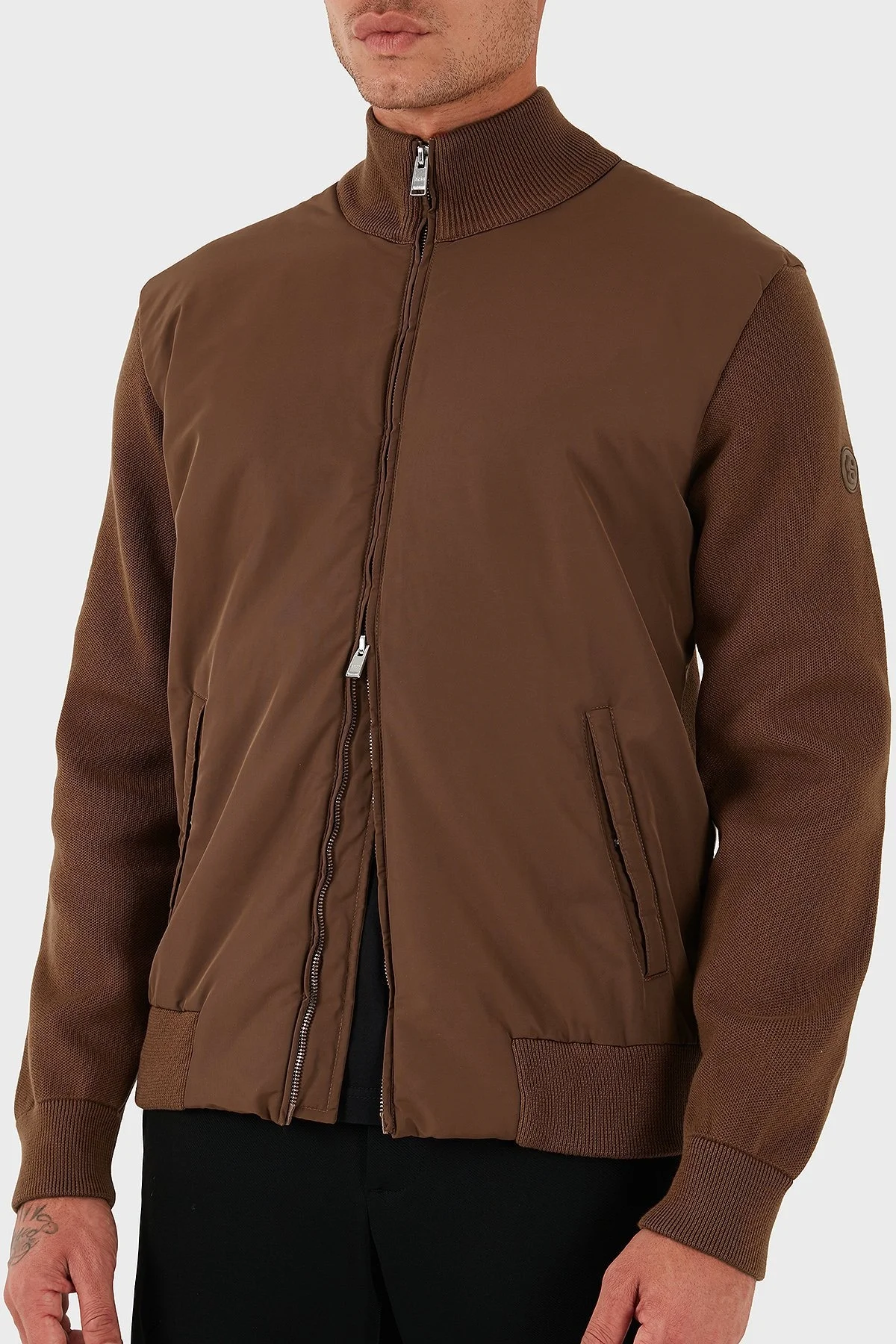 Boss Logolu Regular Fit Dik Yaka Yumuşak Dokulu Erkek Ceket 50543135 217 KAHVE - 7