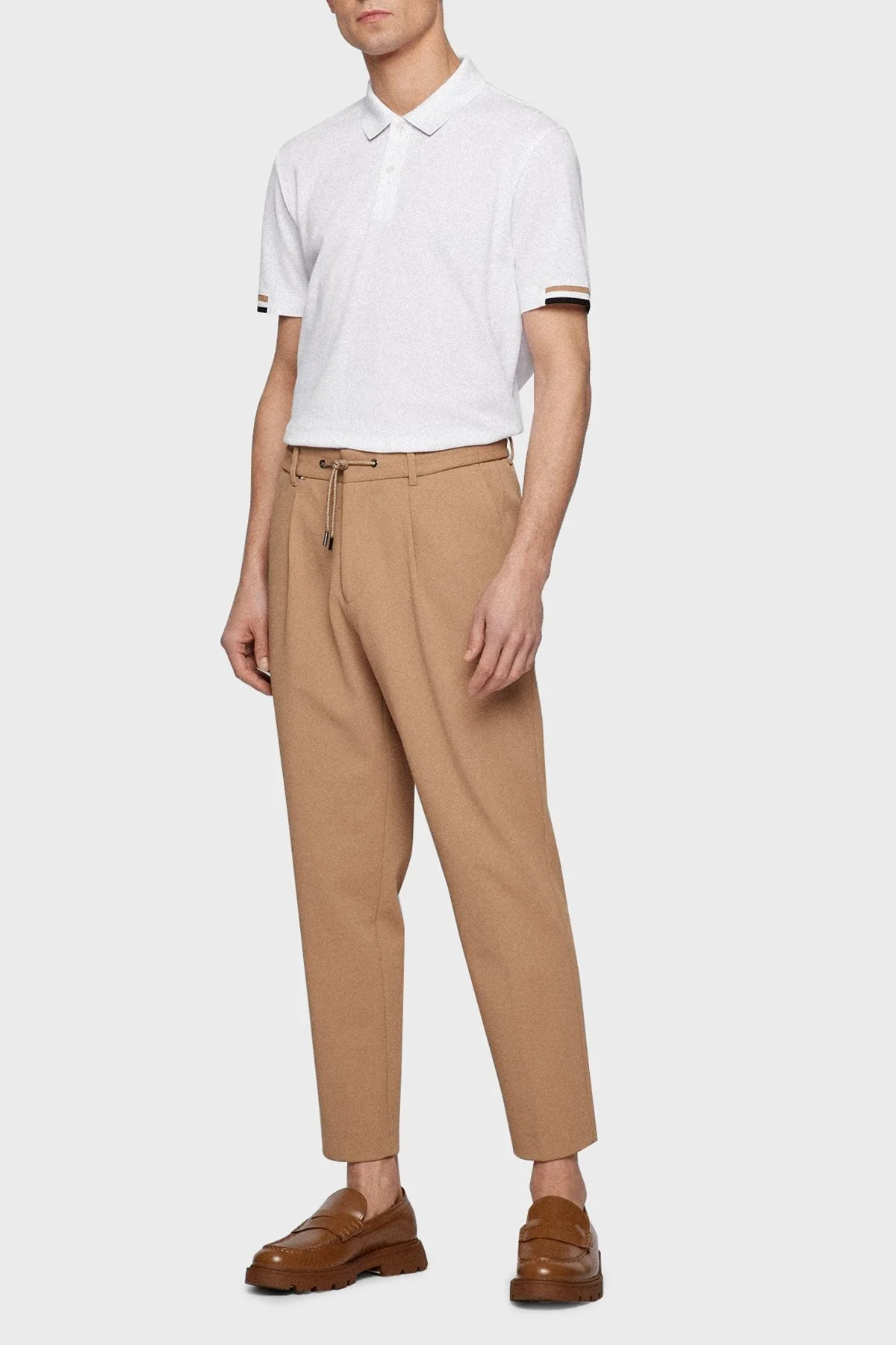 Boss Logolu Regular Fit Düğmeli % 100 Pamuk Polo T Shirt Erkek Polo Yaka T Shirt 50467113 100 BEYAZ - 3