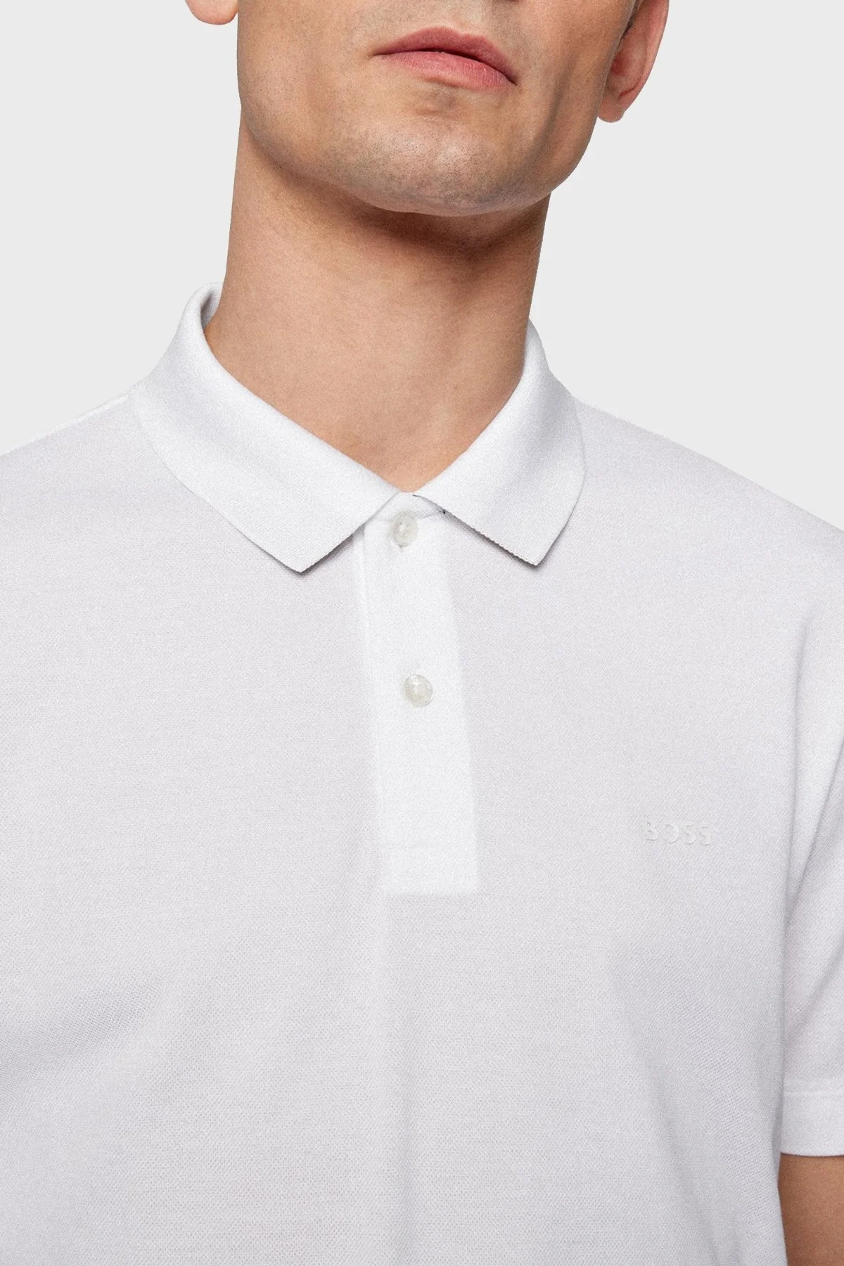 Boss Logolu Regular Fit Düğmeli % 100 Pamuk Polo T Shirt Erkek Polo Yaka T Shirt 50467113 100 BEYAZ - 4