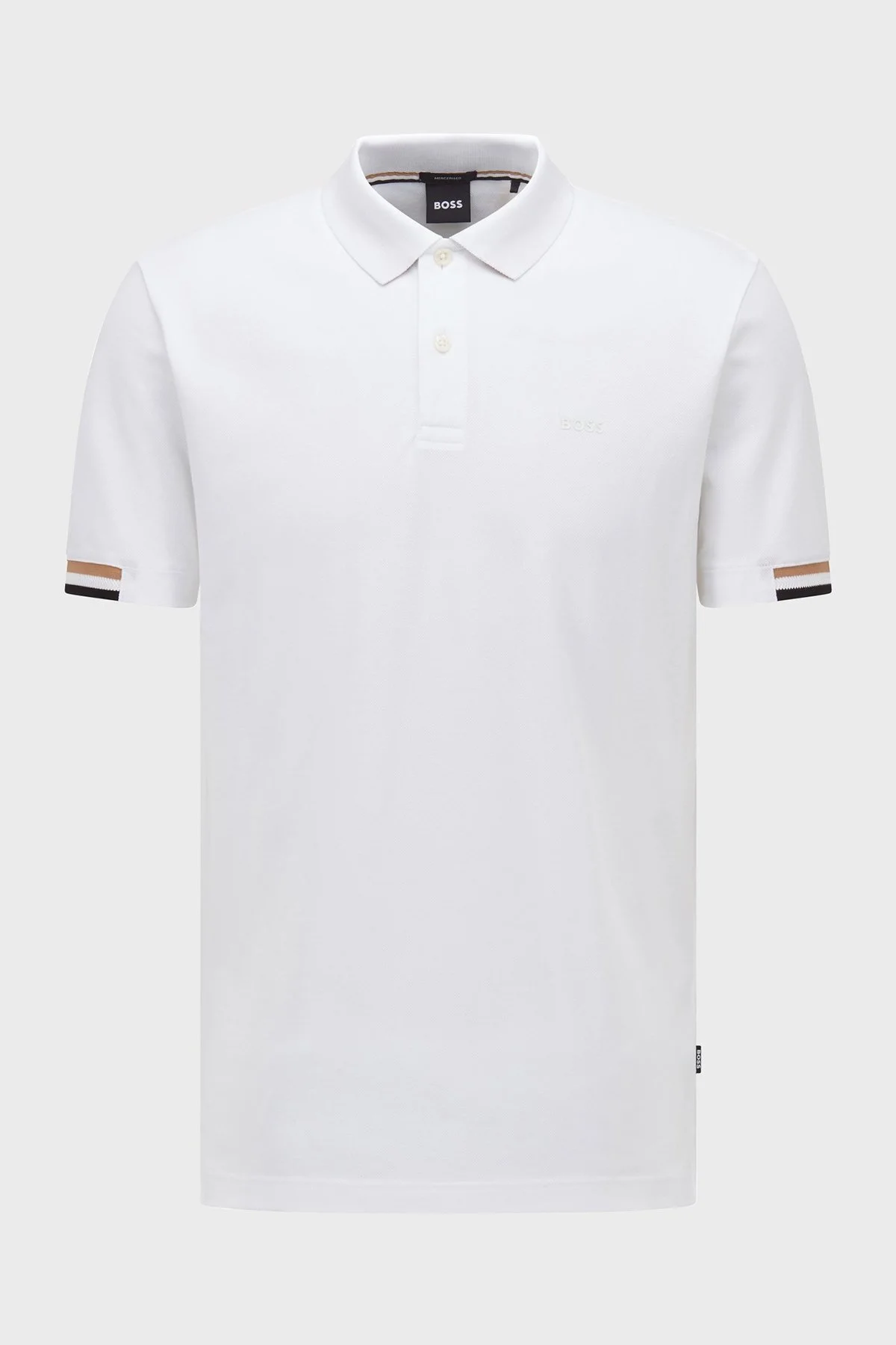 Boss Logolu Regular Fit Düğmeli % 100 Pamuk Polo T Shirt Erkek Polo Yaka T Shirt 50467113 100 BEYAZ - 5