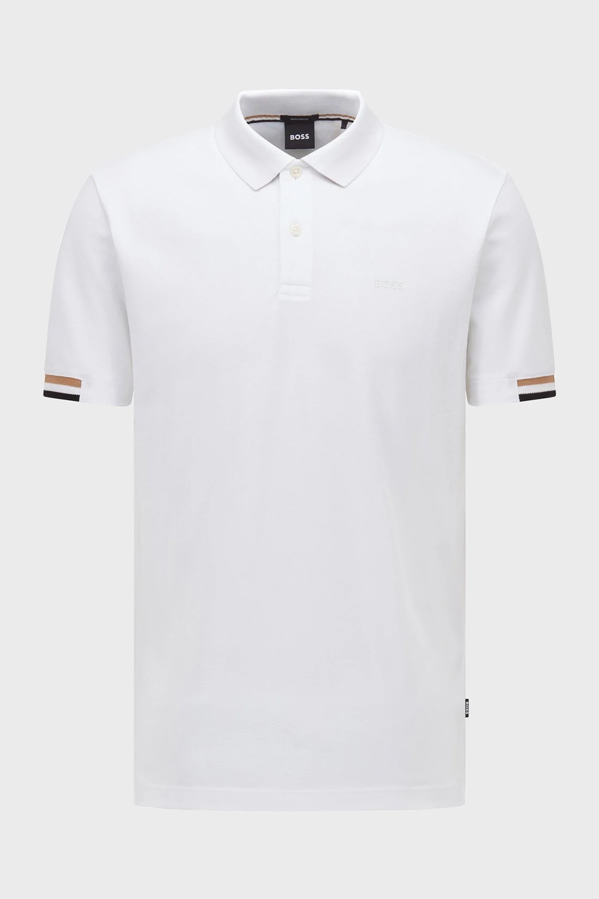 Boss Logolu Regular Fit Düğmeli % 100 Pamuk T Shirt Erkek Polo 50467113 100 BEYAZ - 5