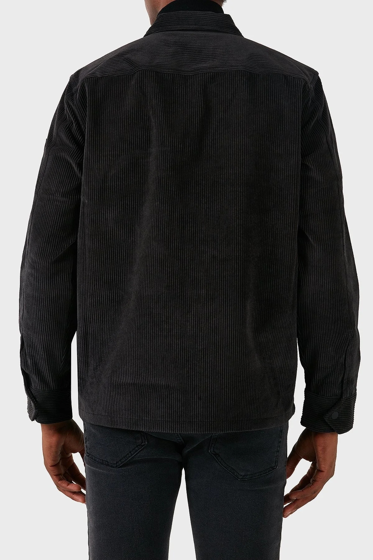 Boss Logolu Regular Fit Fermuarlı Kadife Erkek Gömlek 50527341 001 SİYAH - 3