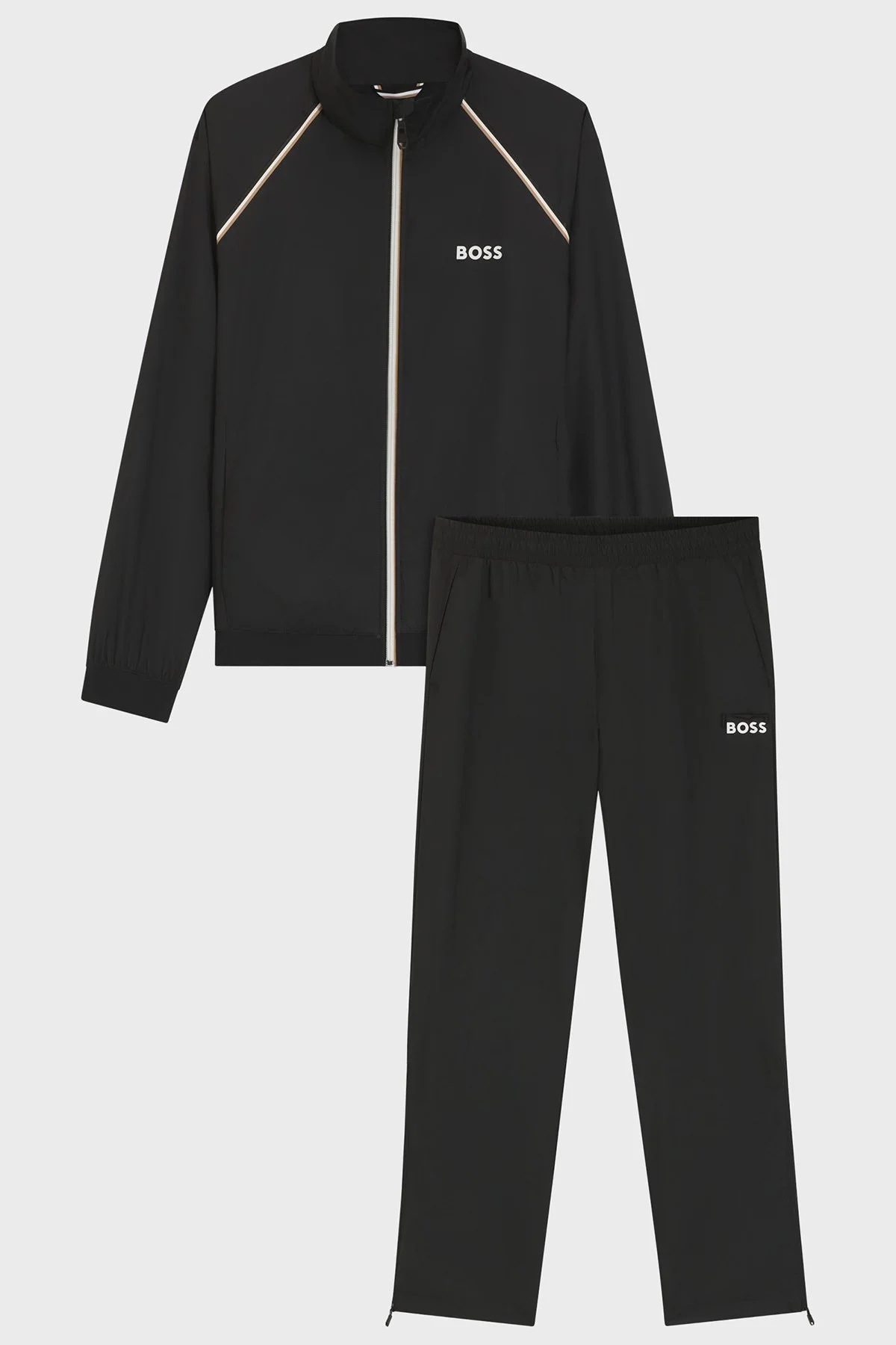 Boss Logolu Regular Fit Fermuarlı Paça Detaylı Su İtici Erkek Eşofman Takımı 50556526 001 SİYAH - 6