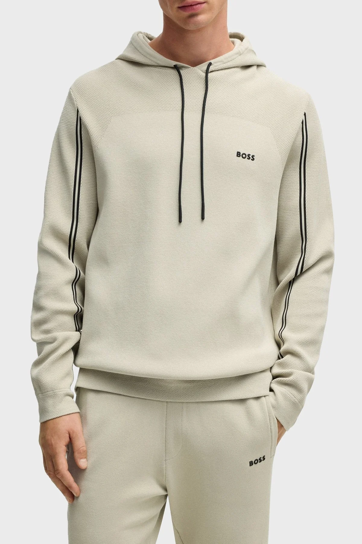 Boss Logolu Regular Fit Kapüşonlu Erkek Sweat 50523284 271 BEJ - 1