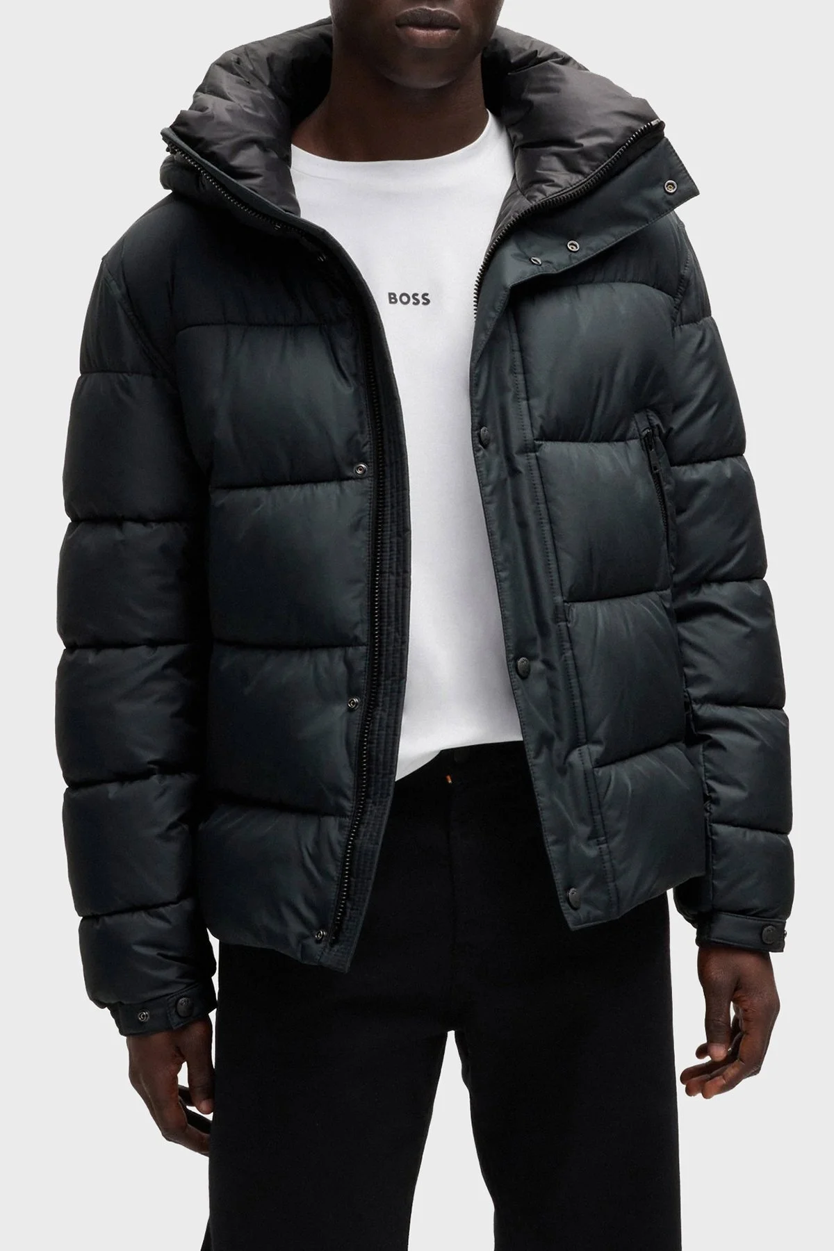 Boss Logolu Regular Fit Kapüşonlu Şişme Erkek Mont 50528573 001 SİYAH - 1