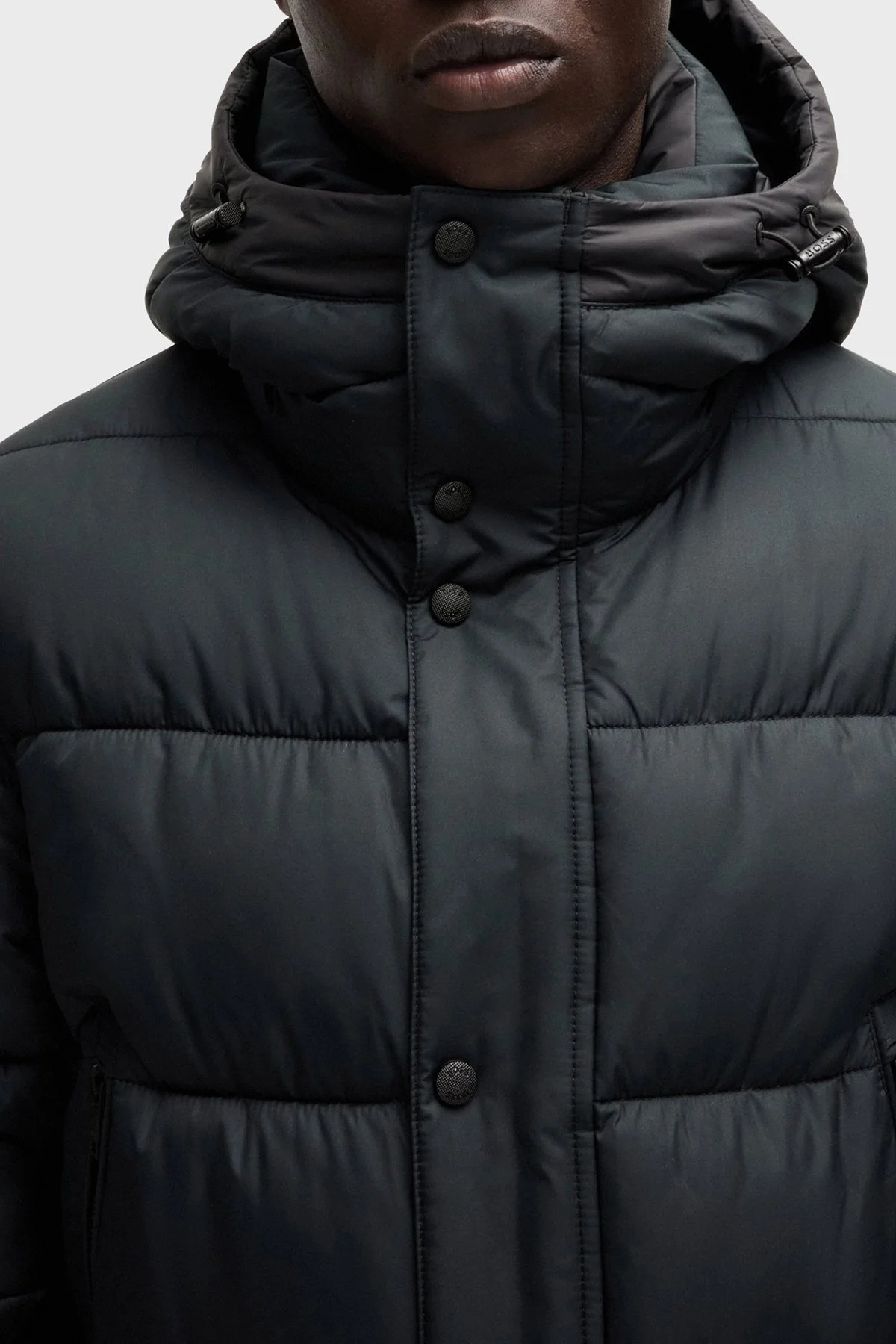 Boss Logolu Regular Fit Kapüşonlu Şişme Erkek Mont 50528573 001 SİYAH - 4