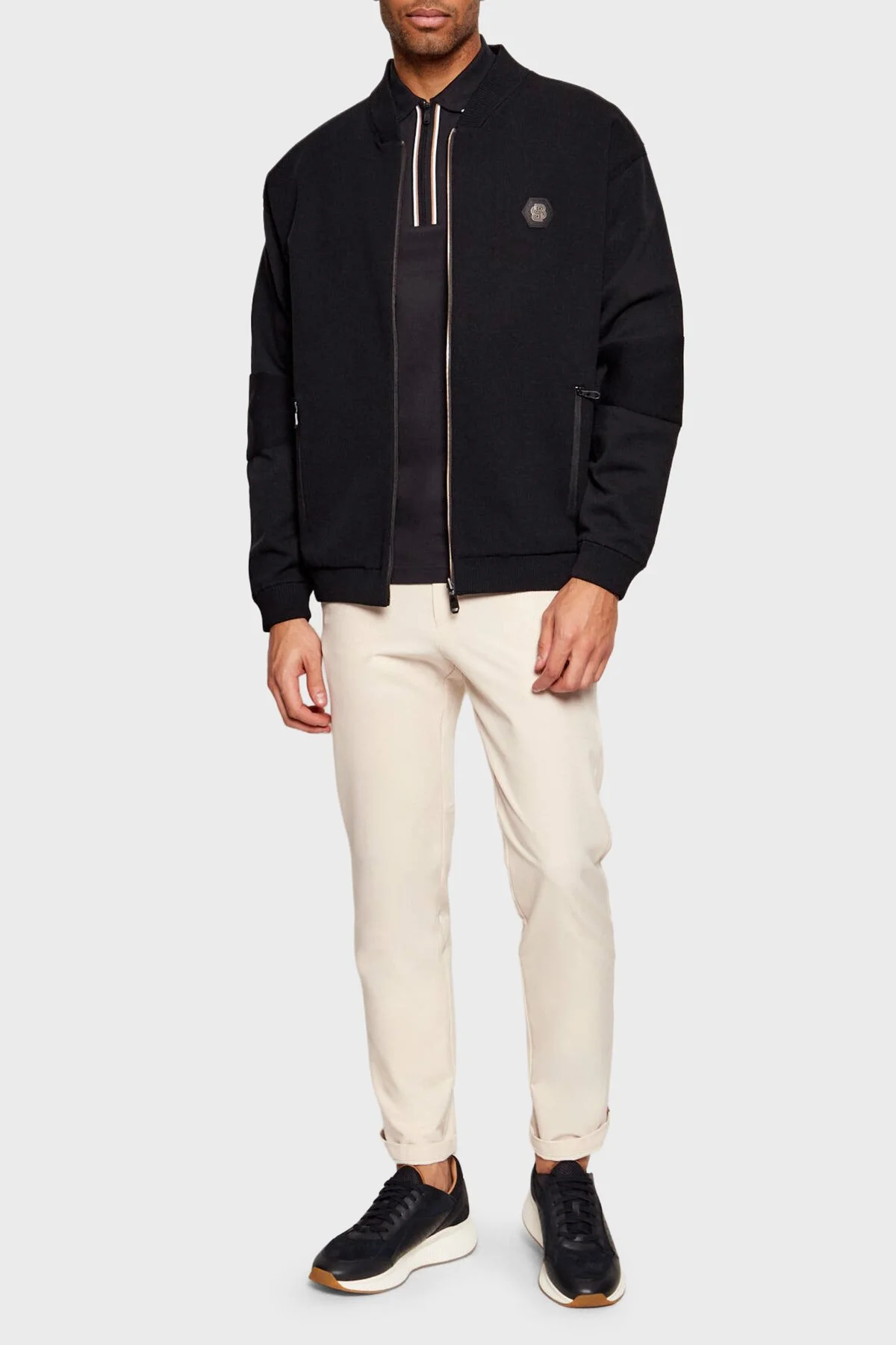 Boss Logolu Regular Fit Kolej Yaka Çift Kullanımlı Bomber Erkek Ceket 50544009 001 SİYAH - 2