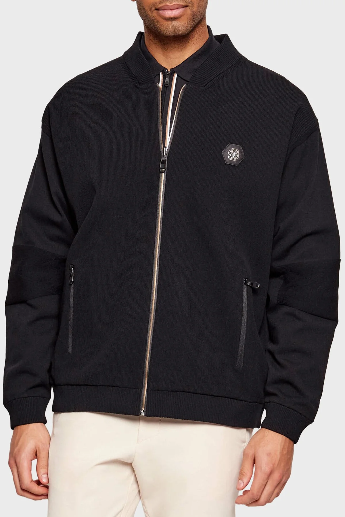 Boss Logolu Regular Fit Kolej Yaka Çift Kullanımlı Bomber Erkek Ceket 50544009 001 SİYAH - 4