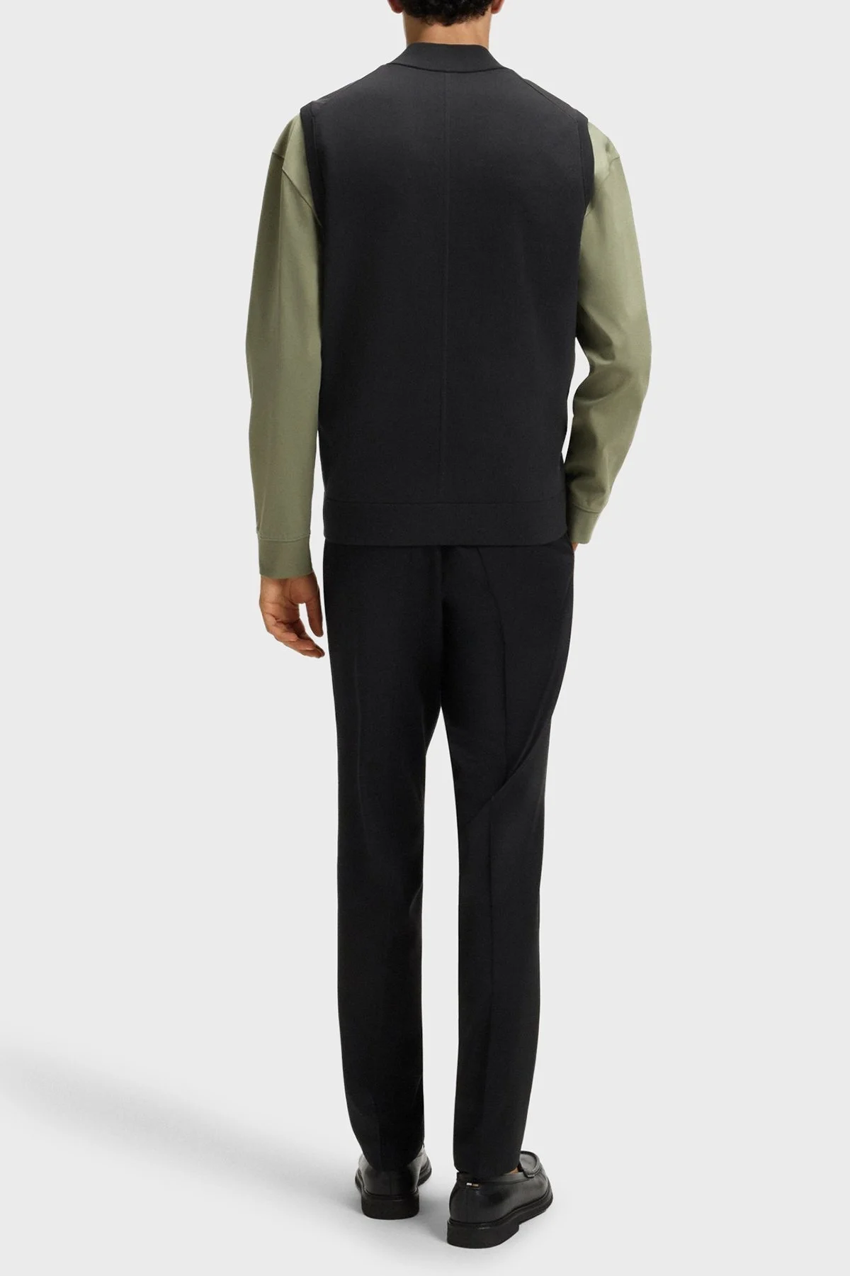 Boss Logolu Regular Fit Kolej Yaka Fermuarlı Erkek Yelek 50543164 001 SİYAH - 3