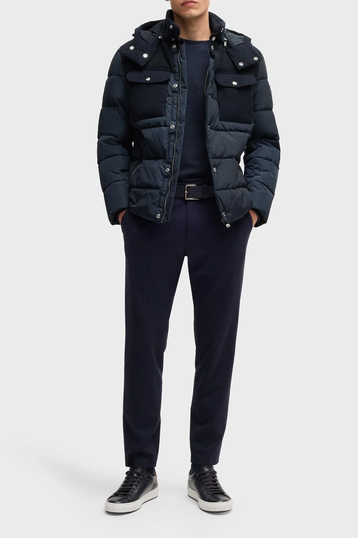 Boss Logolu Regular Fit Su İtici Çıkarılabilir Kapüşonlu Erkek Mont 50524358 404 LACİVERT - 2