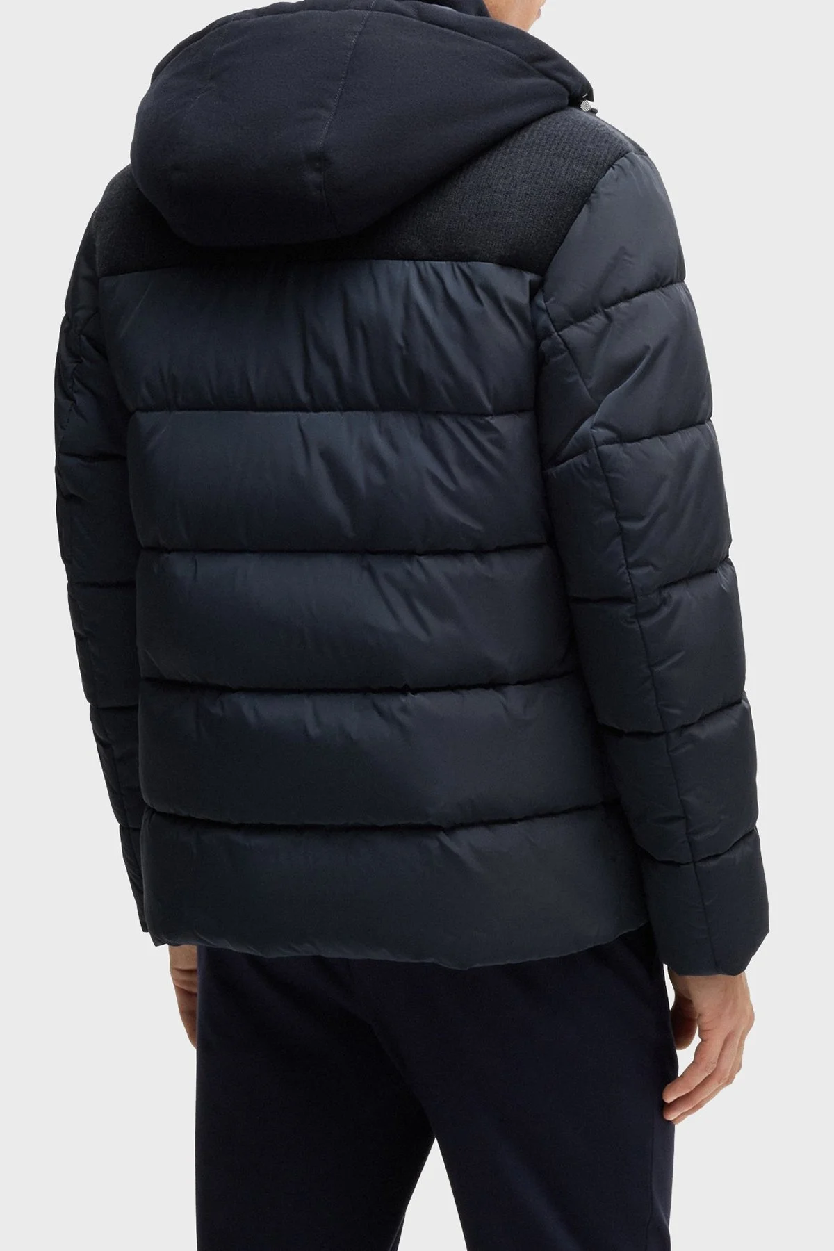 Boss Logolu Regular Fit Su İtici Çıkarılabilir Kapüşonlu Erkek Mont 50524358 404 LACİVERT - 3