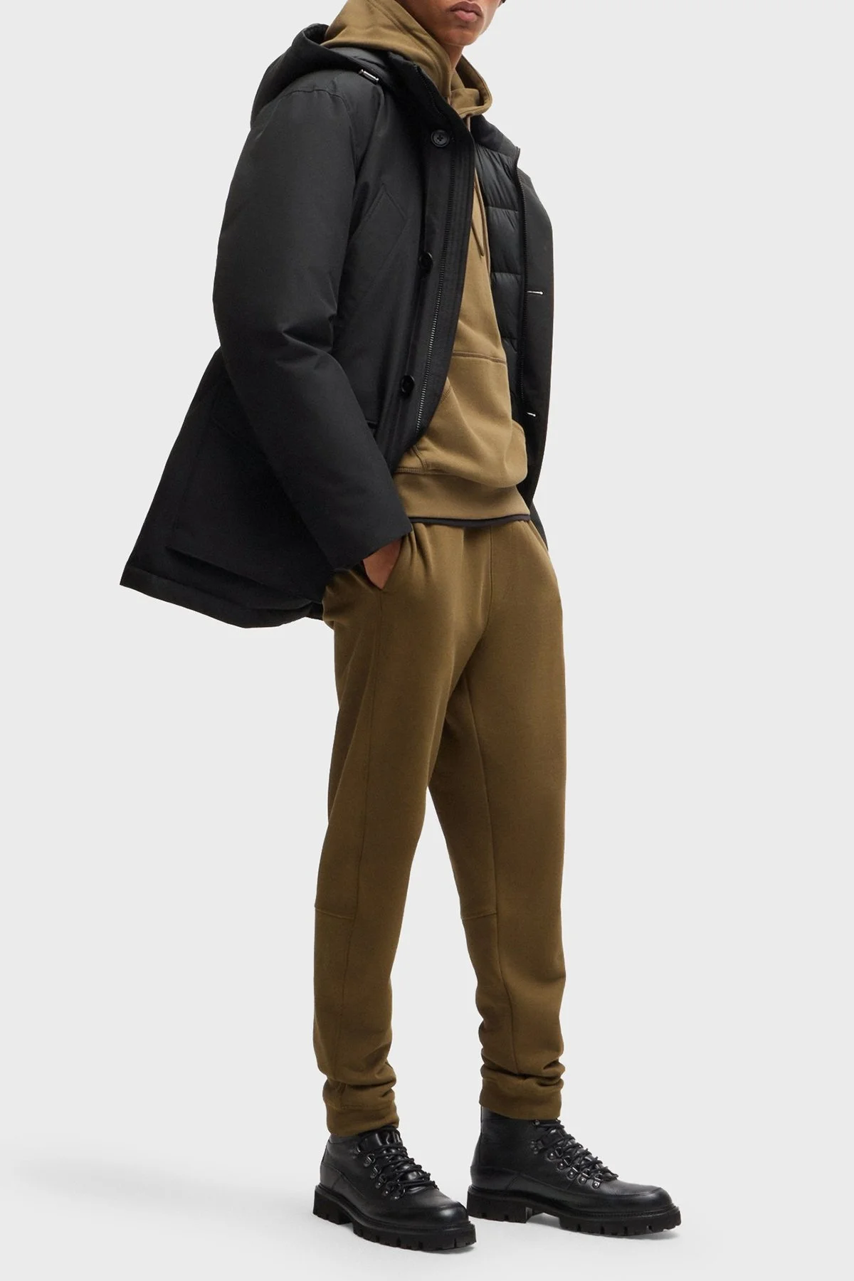 Boss Logolu Regular Fit Su İtici Kapüşonlu Erkek Mont 50499551 001 SİYAH - 2