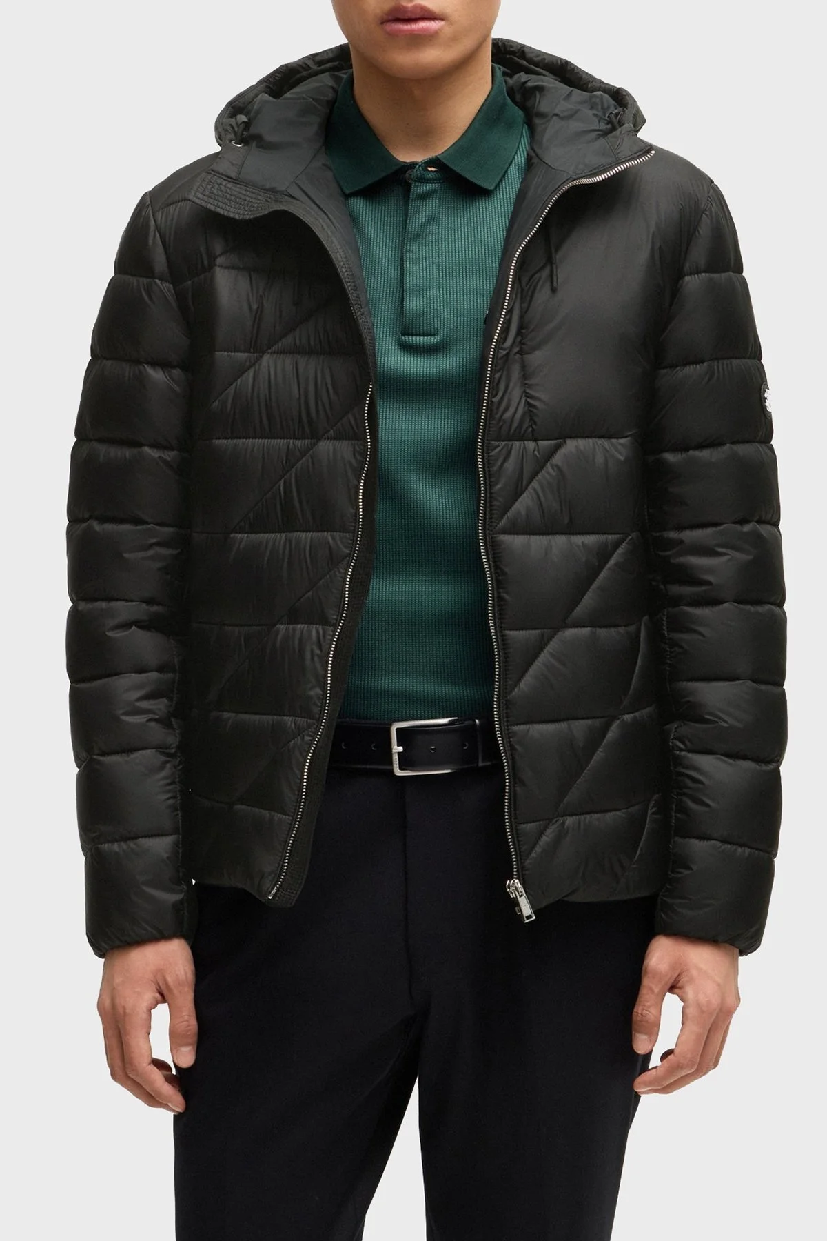 Boss Logolu Regular Fit Su İtici Kapüşonlu Şişme Erkek Mont 50524648 001 SİYAH - 1