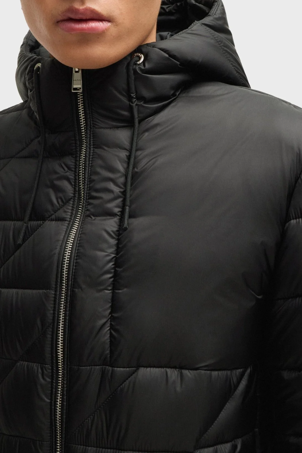 Boss Logolu Regular Fit Su İtici Kapüşonlu Şişme Erkek Mont 50524648 001 SİYAH - 4