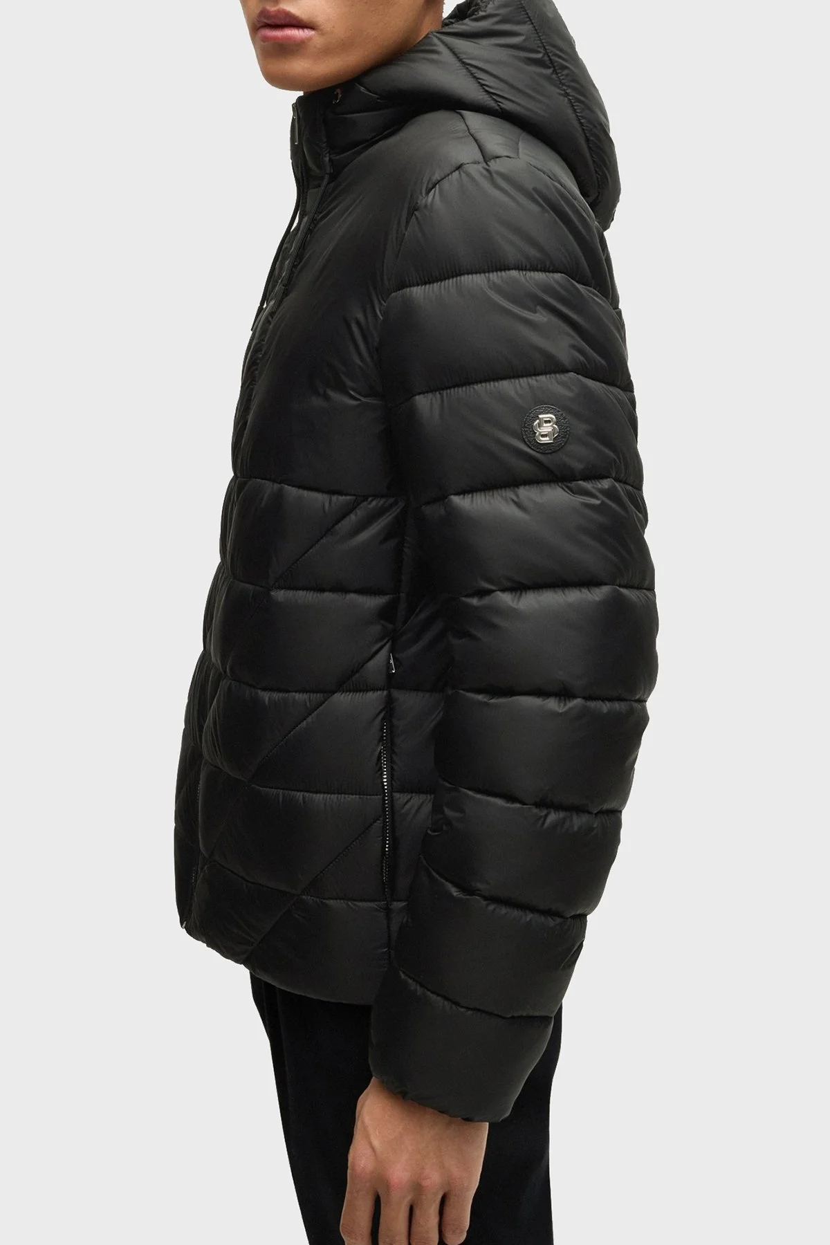 Boss Logolu Regular Fit Su İtici Kapüşonlu Şişme Erkek Mont 50524648 001 SİYAH - 5