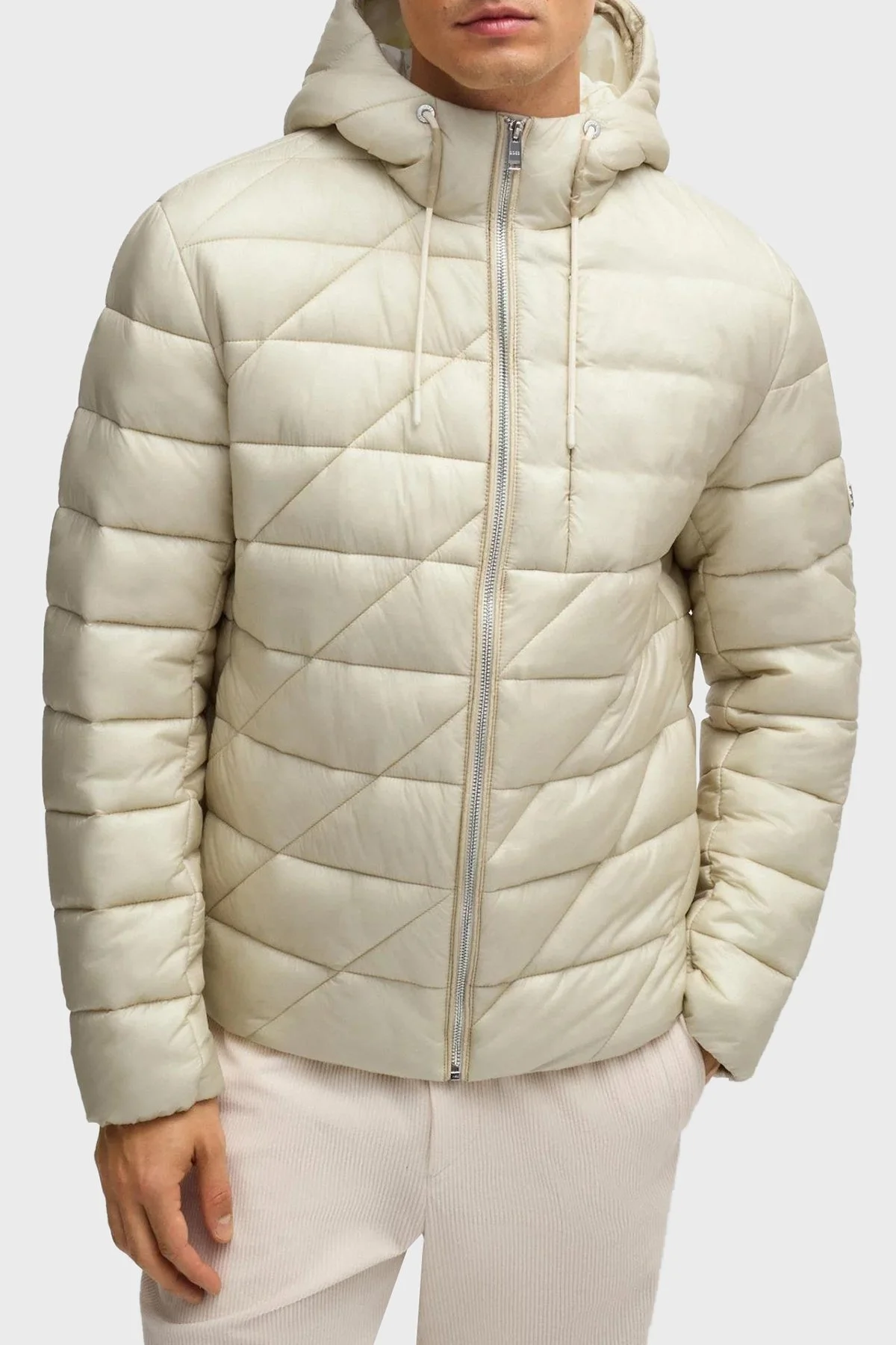 Boss Logolu Regular Fit Su İtici Kapüşonlu Şişme Erkek Mont 50524648 131 EKRU - 4