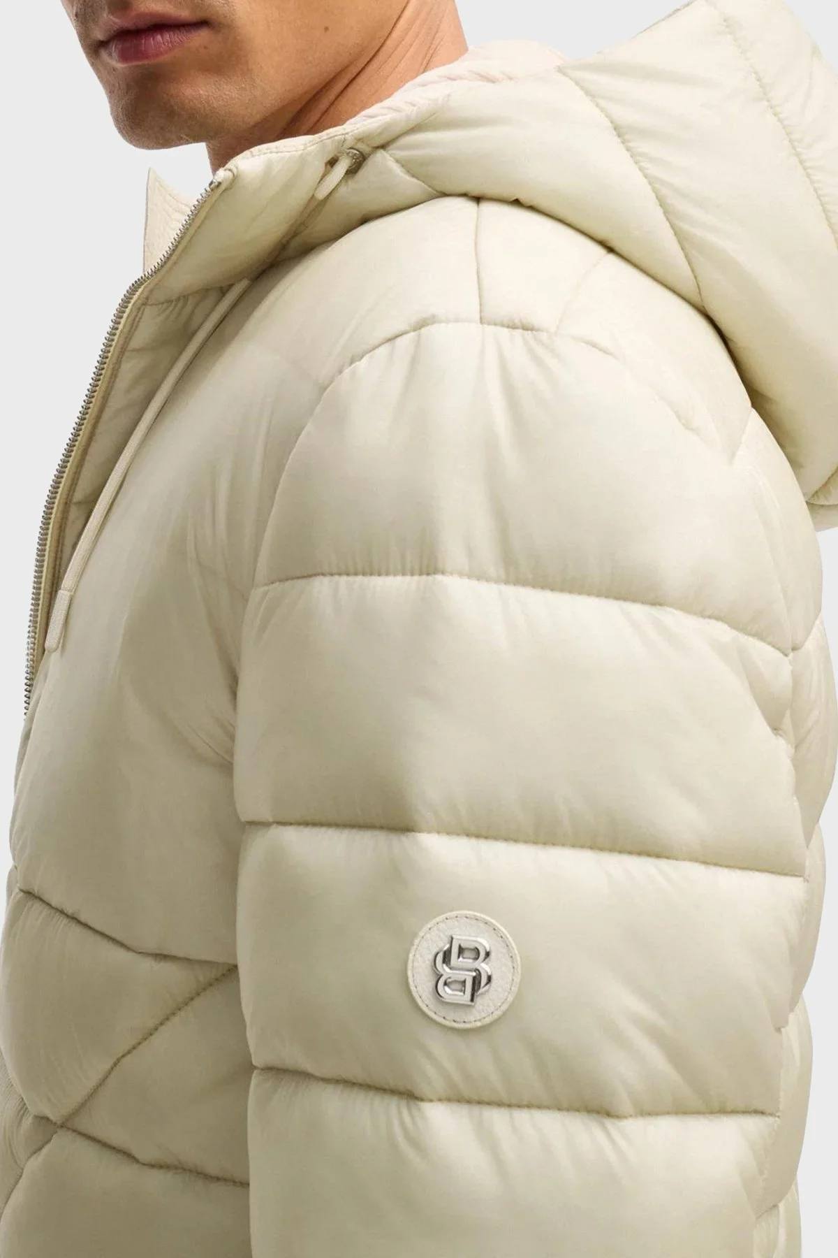 Boss Logolu Regular Fit Su İtici Kapüşonlu Şişme Erkek Mont 50524648 131 EKRU - 5