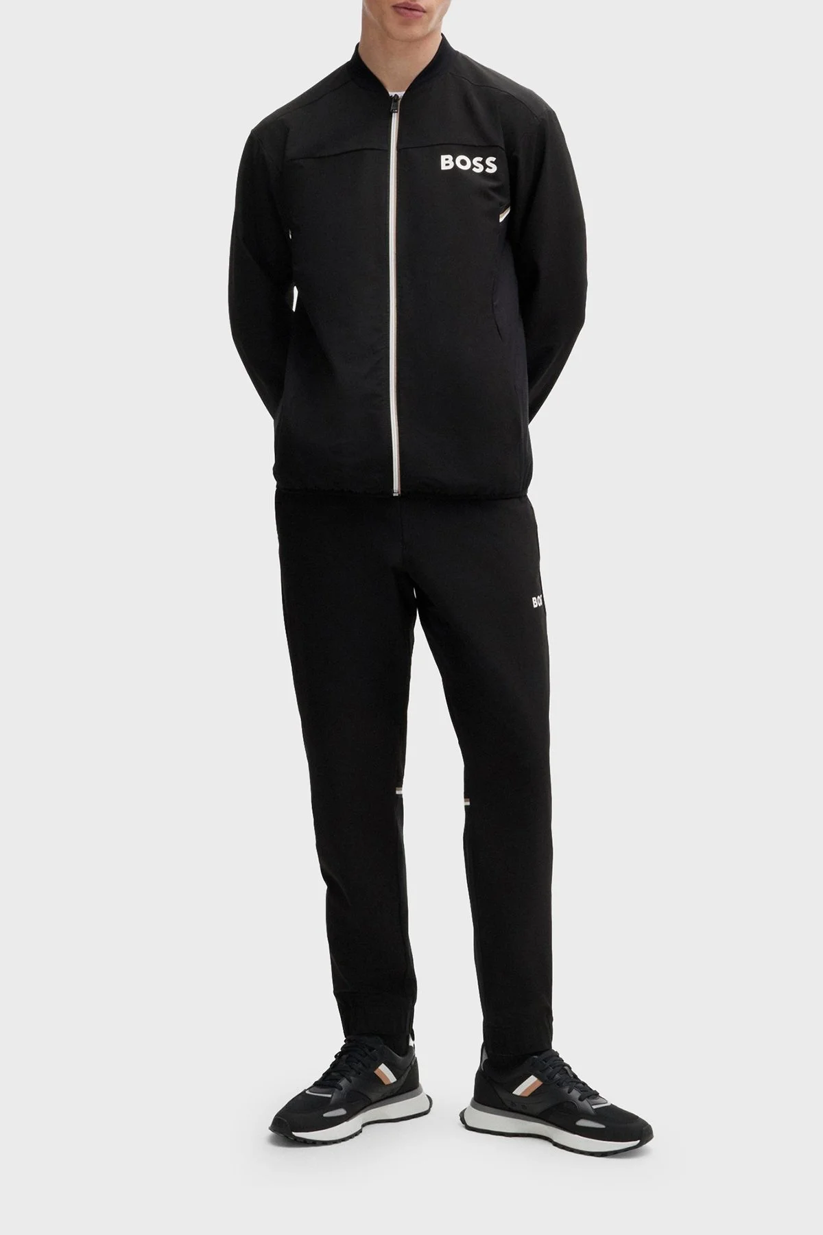 Boss Logolu Regular Fit Su İtici Kolej Yaka Erkek Eşofman Takımı 50519323 001 SİYAH - 1