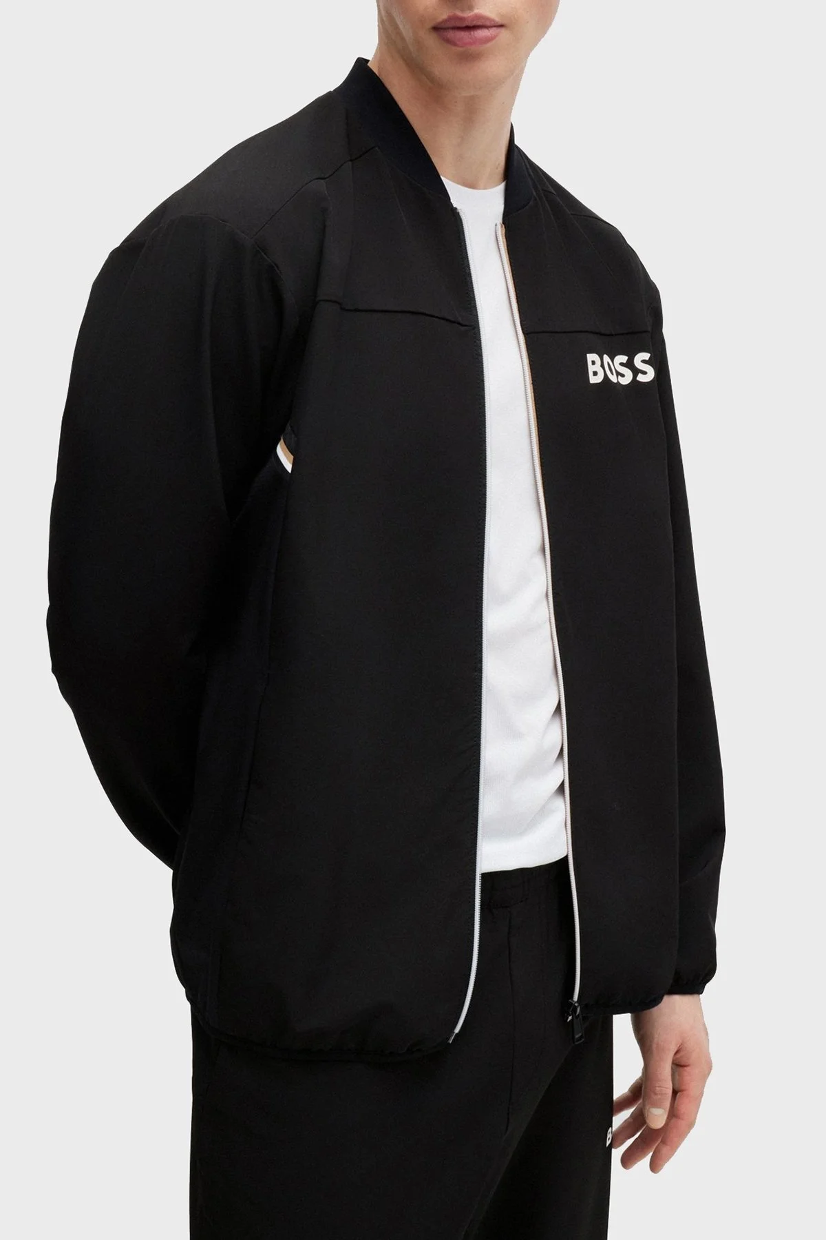 Boss Logolu Regular Fit Su İtici Kolej Yaka Erkek Eşofman Takımı 50519323 001 SİYAH - 3