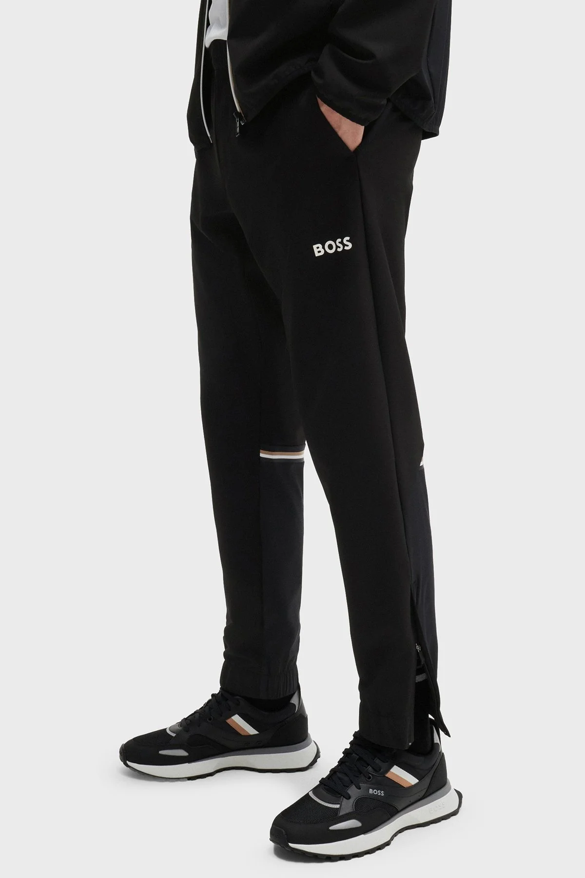 Boss Logolu Regular Fit Su İtici Kolej Yaka Erkek Eşofman Takımı 50519323 001 SİYAH - 5