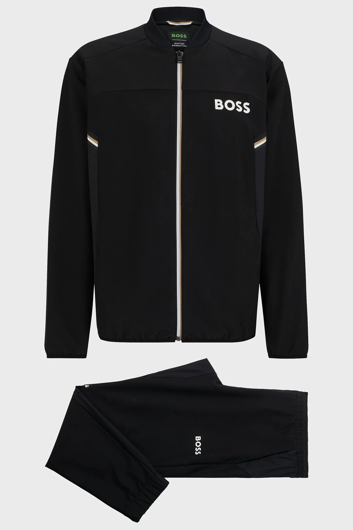 Boss Logolu Regular Fit Su İtici Kolej Yaka Erkek Eşofman Takımı 50519323 001 SİYAH - 6