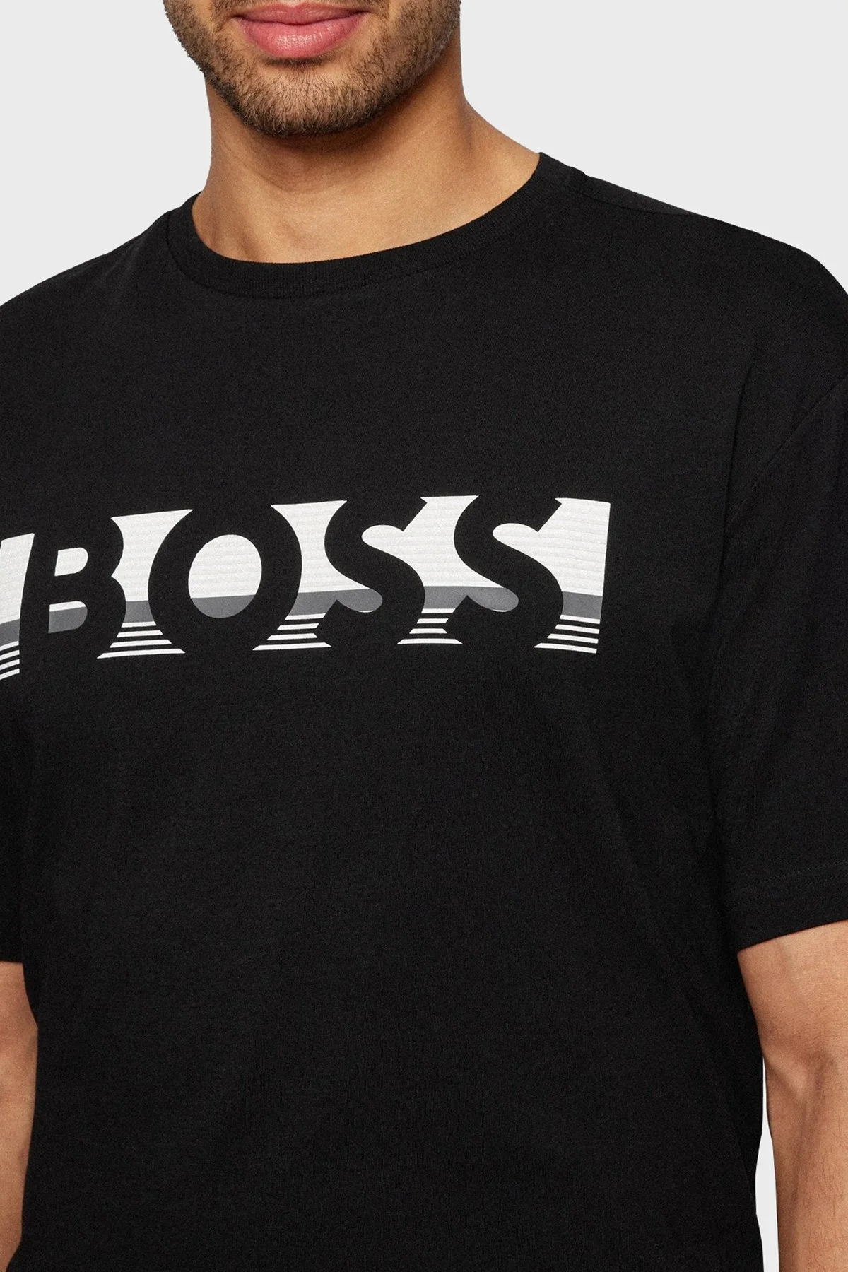 Boss Logolu Relaxed Fit Bisiklet Yaka % 100 Pamuk Erkek T Shirt S 50466295 001 SİYAH - 4