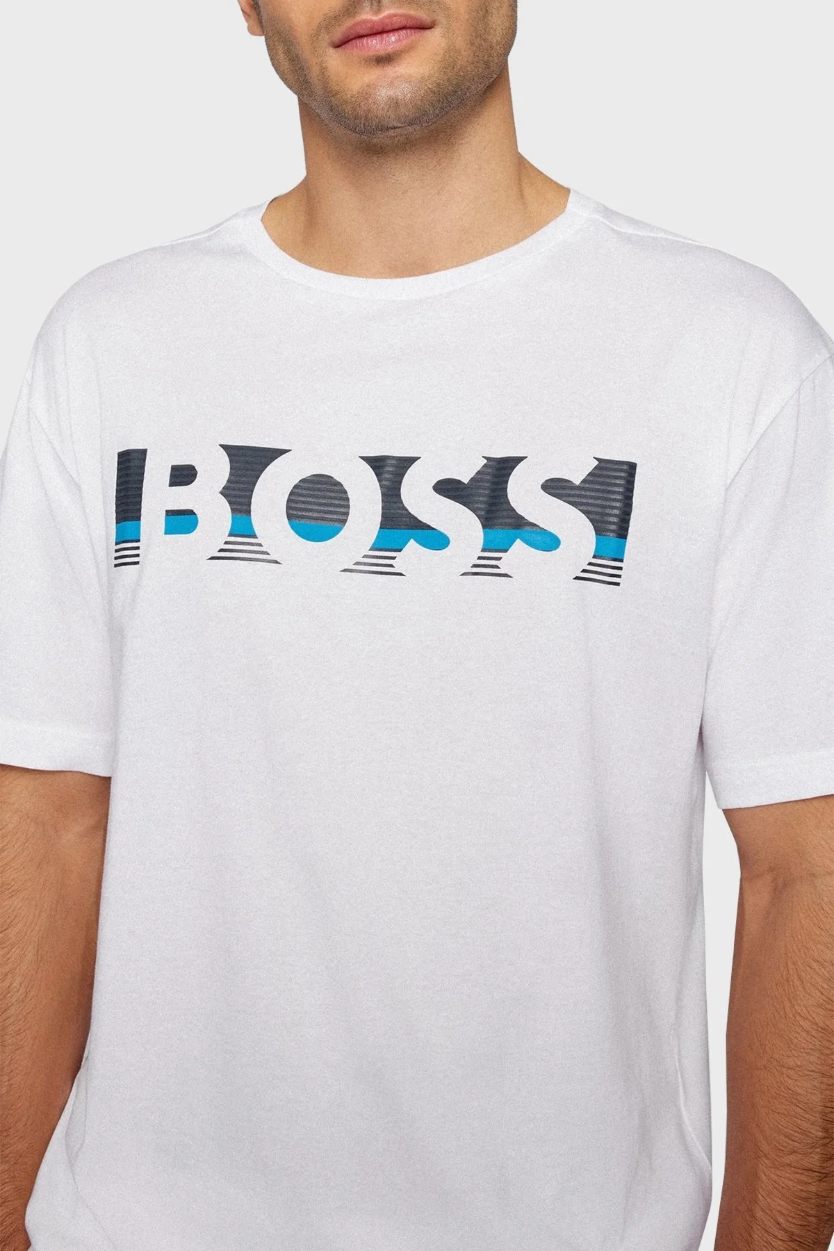 Boss Logolu Relaxed Fit Bisiklet Yaka % 100 Pamuk Erkek T Shirt S 50466295 100 BEYAZ - 4