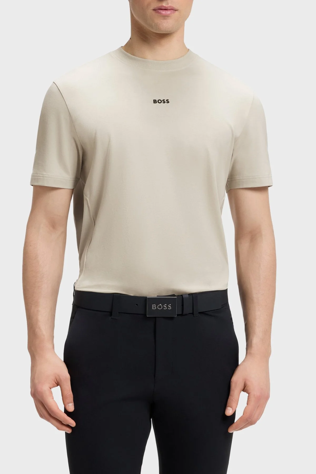 Boss Logolu Relaxed Fit Bisiklet Yaka Erkek T Shirt 50564108 272 Bej - 1