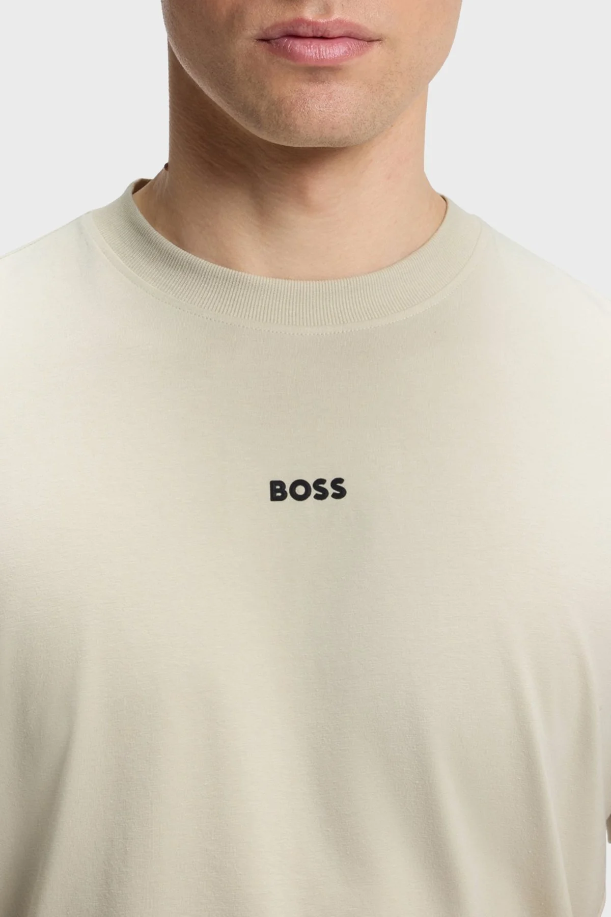Boss Logolu Relaxed Fit Bisiklet Yaka Erkek T Shirt 50564108 272 Bej - 4