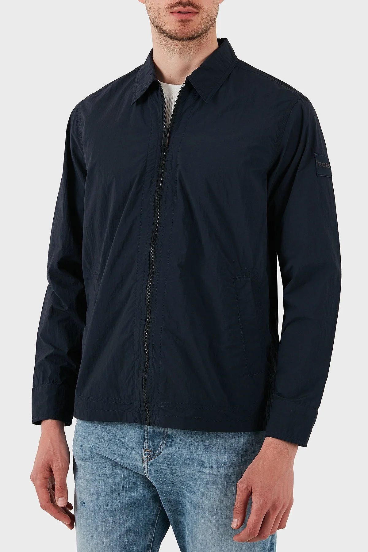 Boss Logolu Relaxed Fit Fermuarlı Erkek Gömlek 50538256 404 LACİVERT - 1