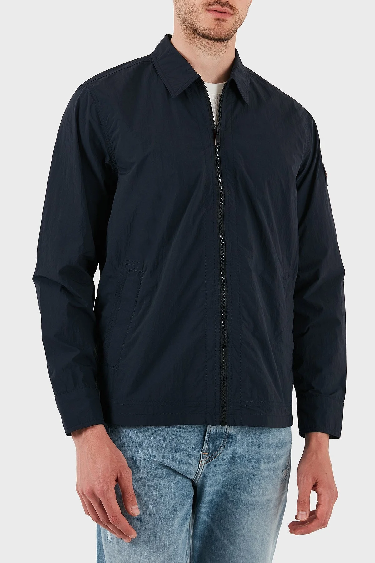 Boss Logolu Relaxed Fit Fermuarlı Erkek Gömlek 50538256 404 LACİVERT - 4