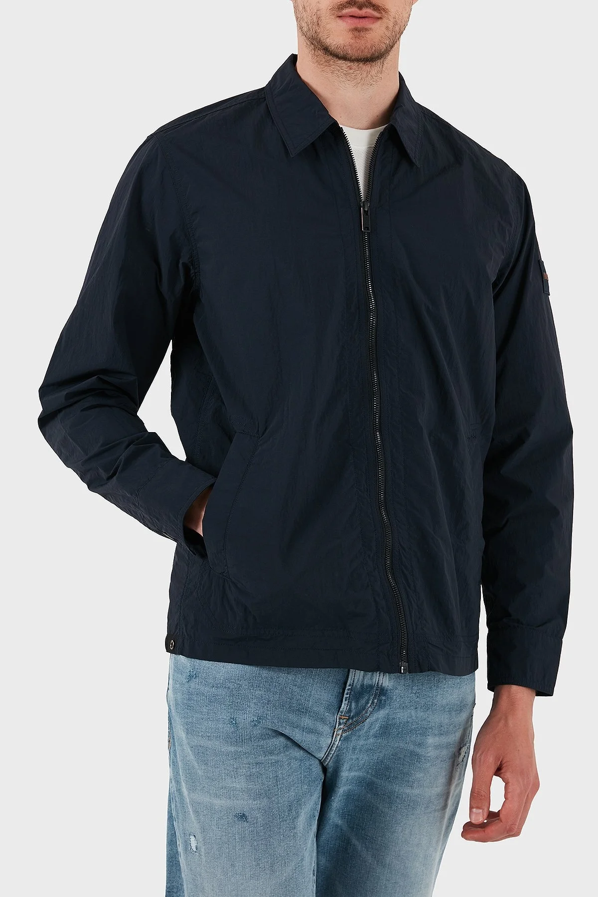 Boss Logolu Relaxed Fit Fermuarlı Erkek Gömlek 50538256 404 LACİVERT - 5