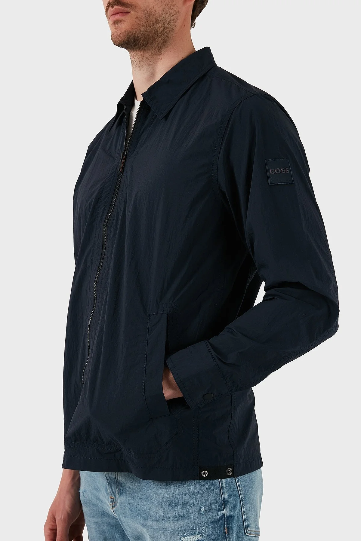 Boss Logolu Relaxed Fit Fermuarlı Erkek Gömlek 50538256 404 LACİVERT - 6