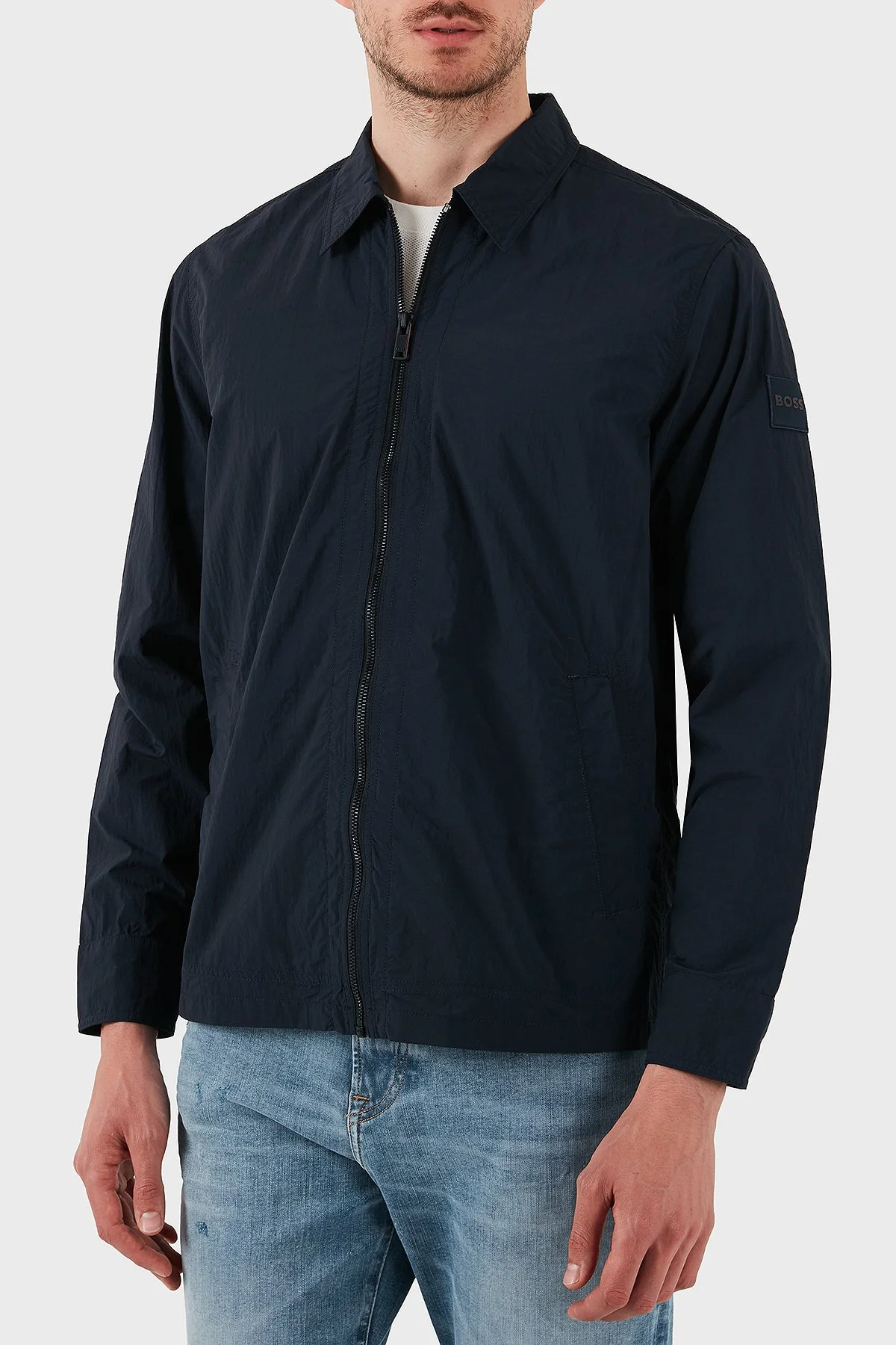 Boss Logolu Relaxed Fit Fermuarlı Erkek Gömlek 50538256 404 LACİVERT - 1
