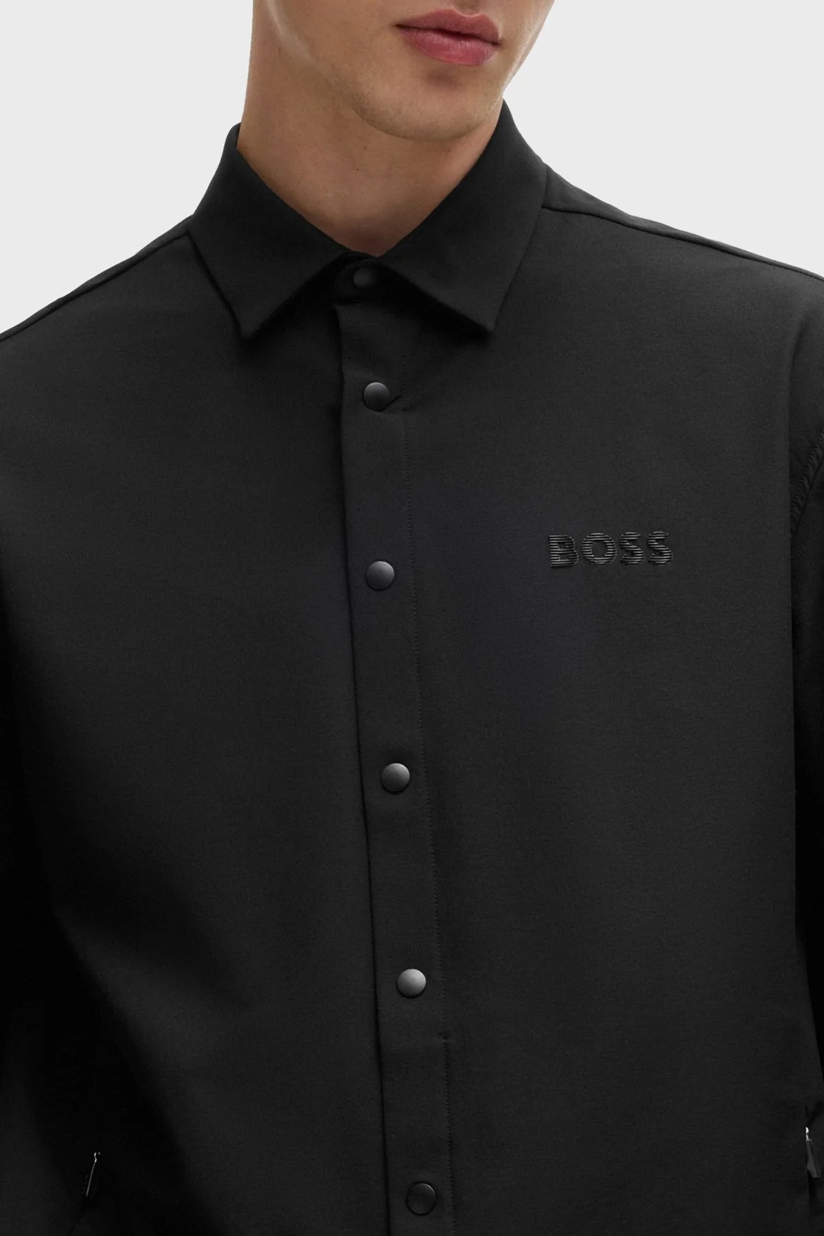 Boss Logolu Relaxed Fit Su İtici Erkek Gömlek 50525003 001 SİYAH - 5