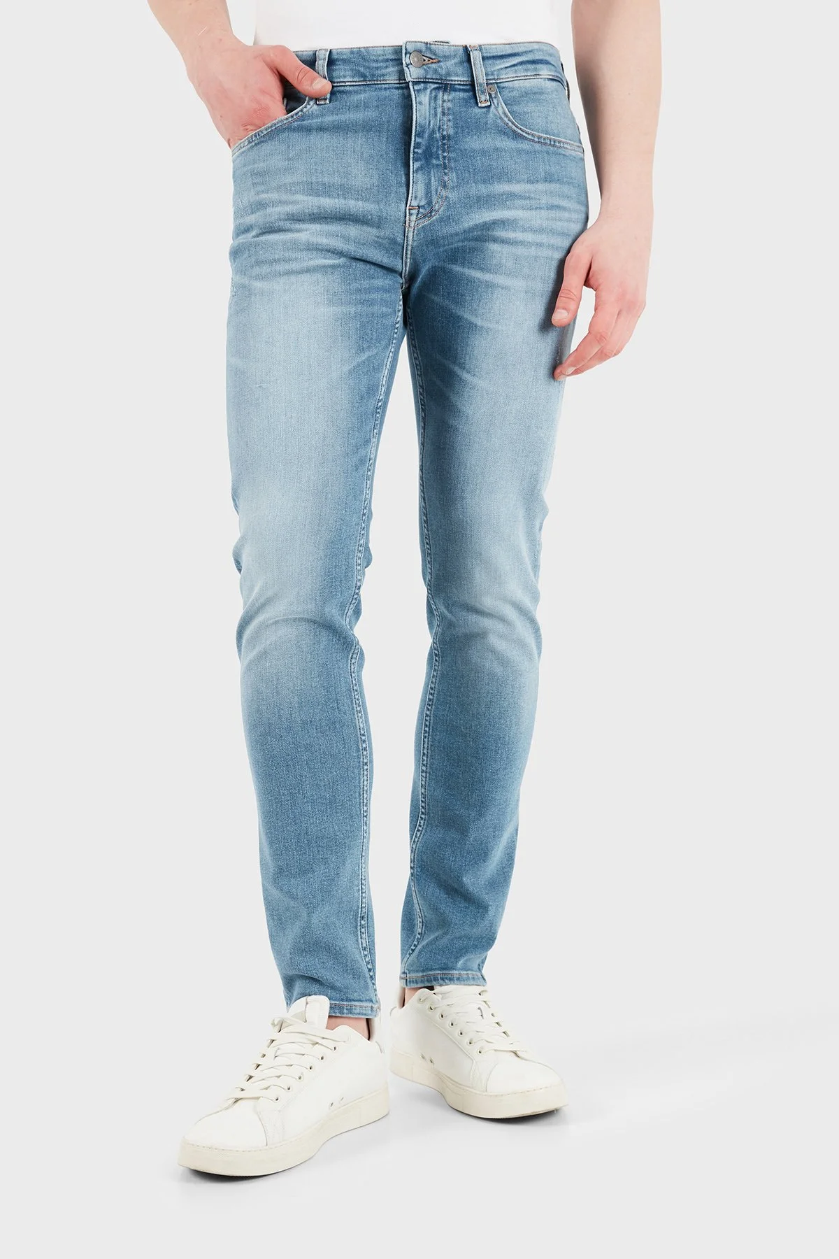 Boss Logolu Slim Fit Normal Bel Dar Paça Jeans Erkek Kot Pantolon 50556896 414 MAVİ - 4